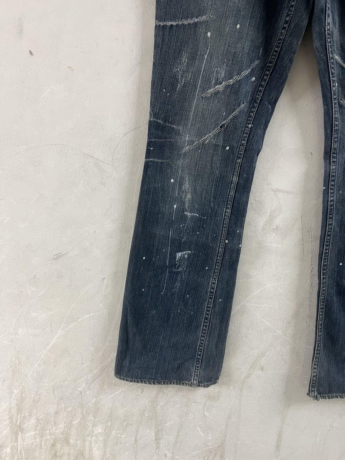 4GSELLER × Japanese Brand × Vintage FLARED🔥ROOT THREE PAINTED DISTRESSED DENIM PANT Size US 31 - 4 Thumbnail