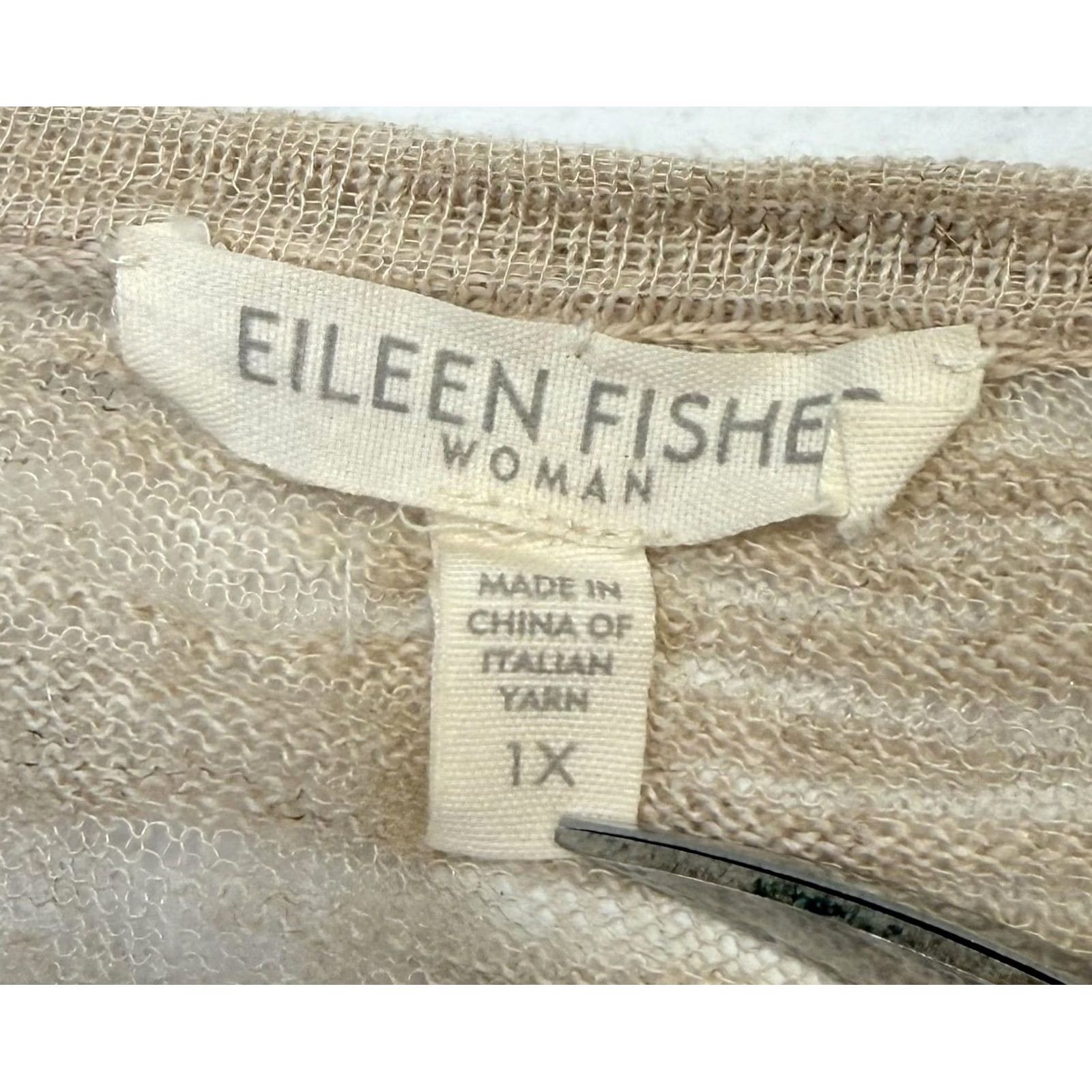 Eileen Fisher Eileen Fisher Cardigan Sweater Womens 1X Beige Linen Blend Open Front Size XL / US 12-14 / IT 48-50 - 7 Thumbnail