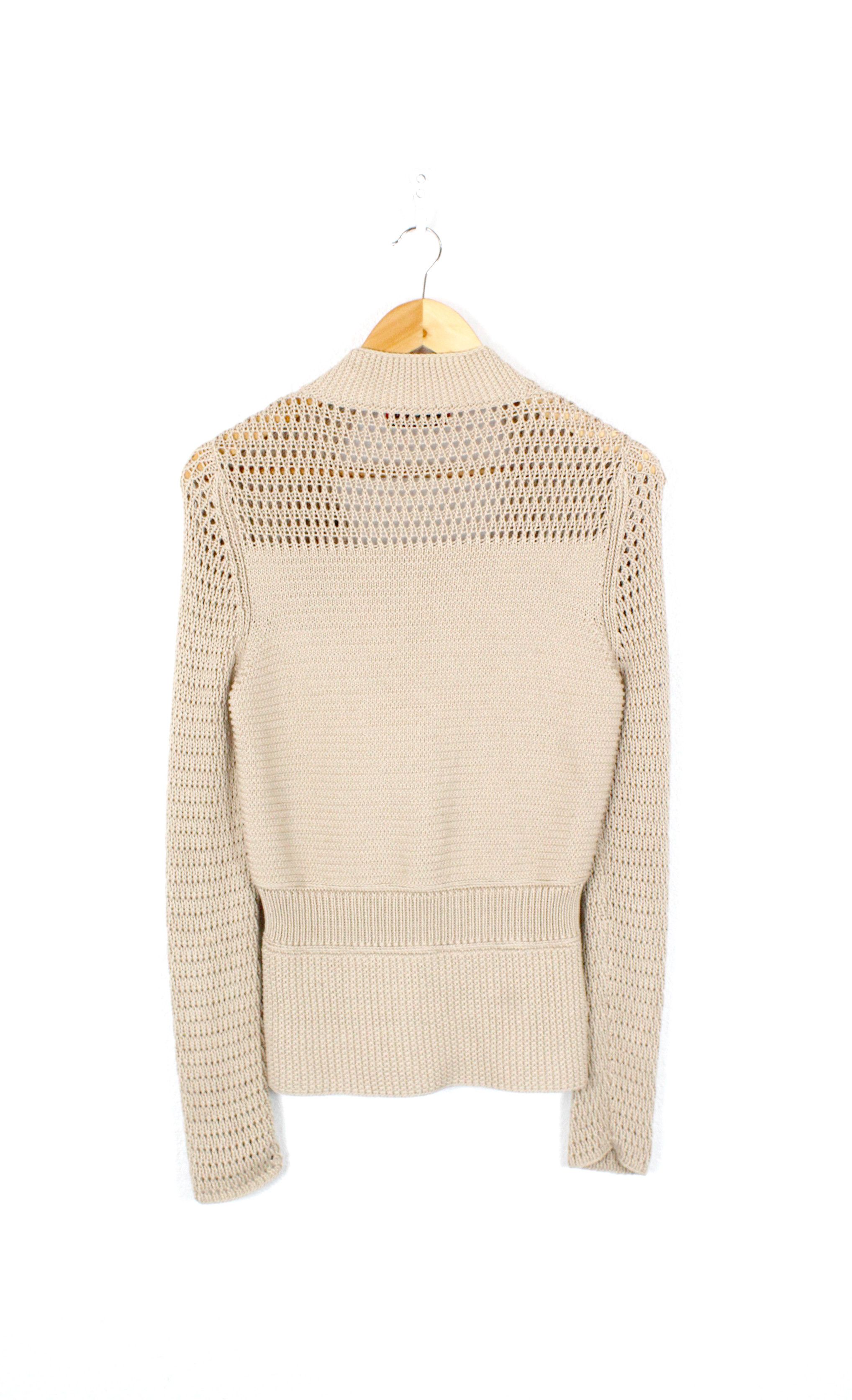 Carolina Herrera Carolina Herrera Beige Cotton Knit Cardigan Sweater Y2K Size L / US 10 / IT 46 - 3 Thumbnail