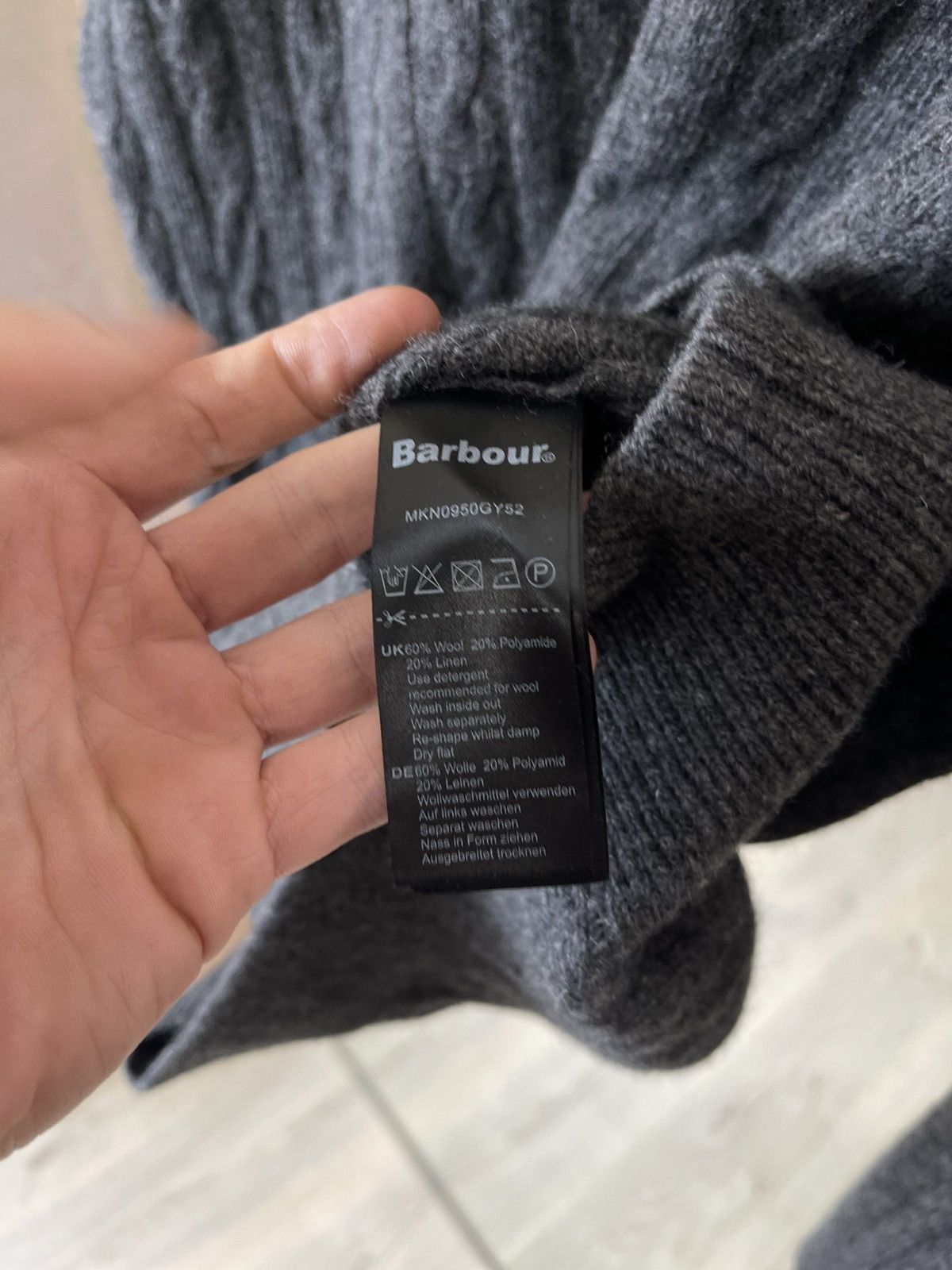 Barbour Barbour Grey Cable Knit Wool Blend Crewneck Sweater Size US L / EU 52-54 / 3 - 7 Thumbnail