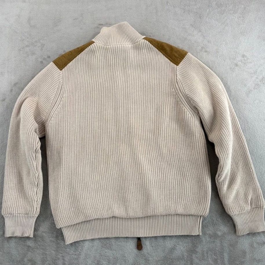 Orvis Orvis Suede Shoulder Patches Bomber Knit Jacket Beige Men M Lined Full Zip Pockets Zipper Casual Workwear Winter Fall Spring Outdoor Regular Coat Size US M / EU 48-50 / 2 - 5 Thumbnail