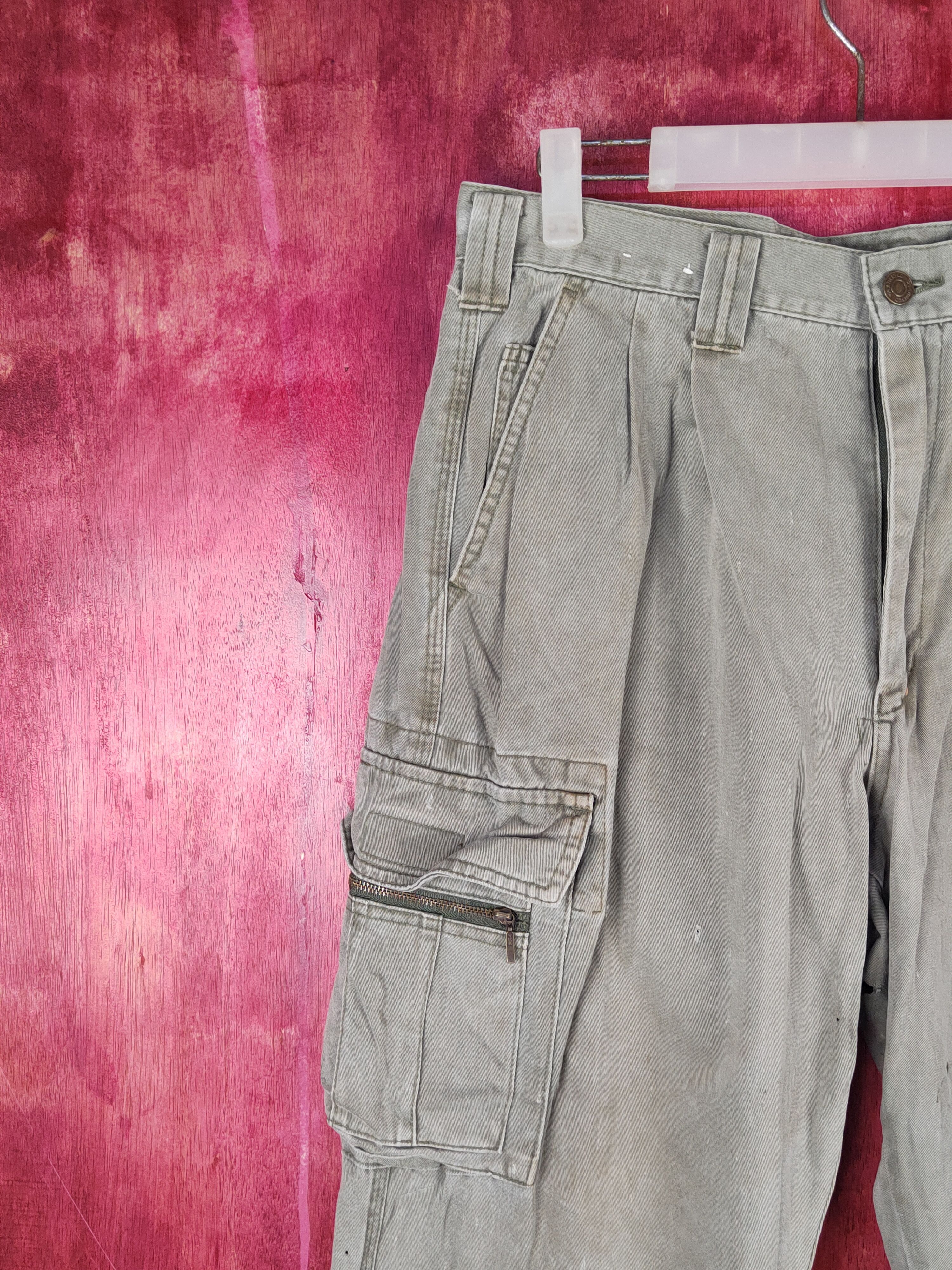Grancisco Olive Faded ripped distressed Cargo Pants #S1868