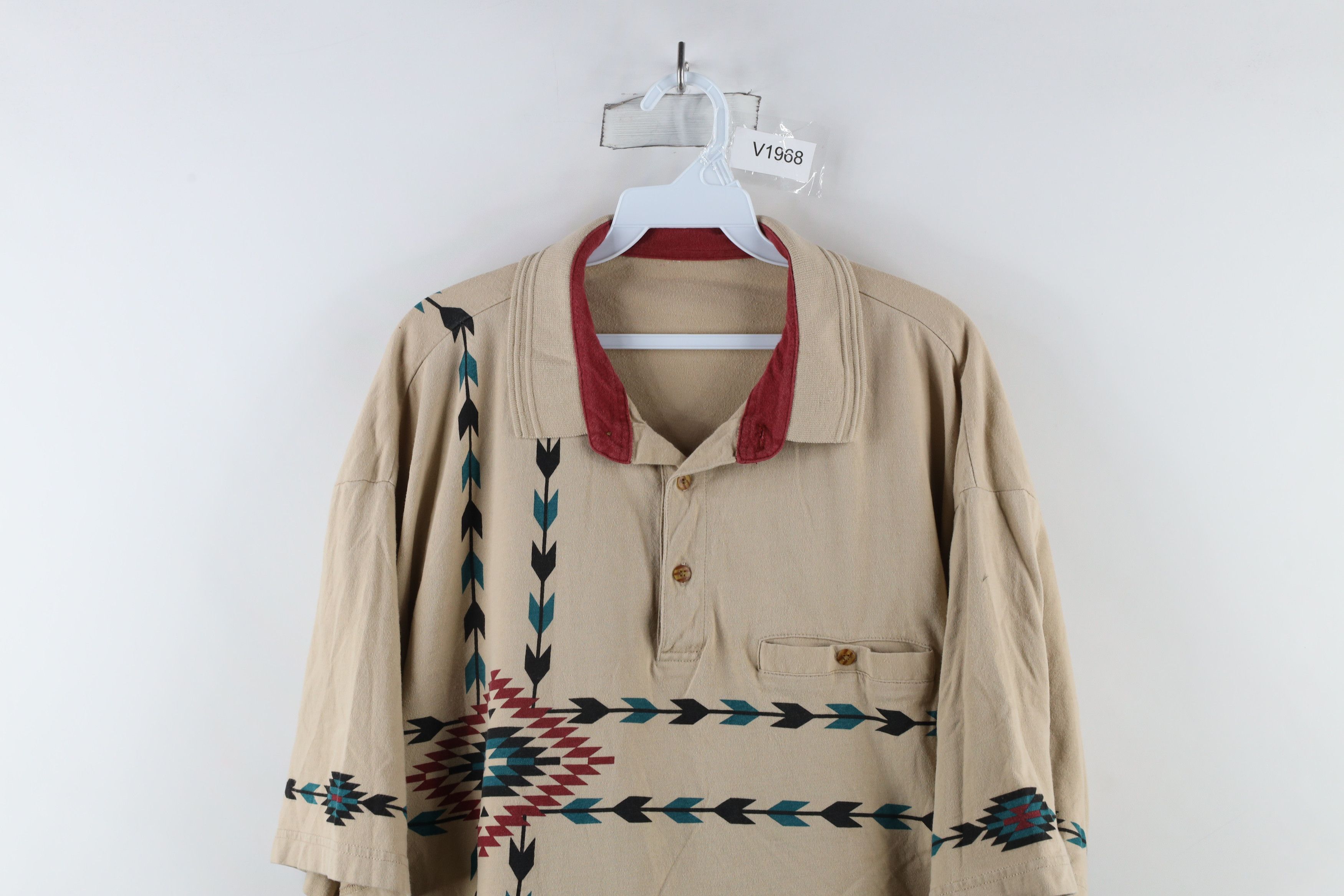 Vintage Vintage 90s Streetwear Southwestern Collared Polo Shirt Size US XXL / EU 58 / 5 - 2 Thumbnail