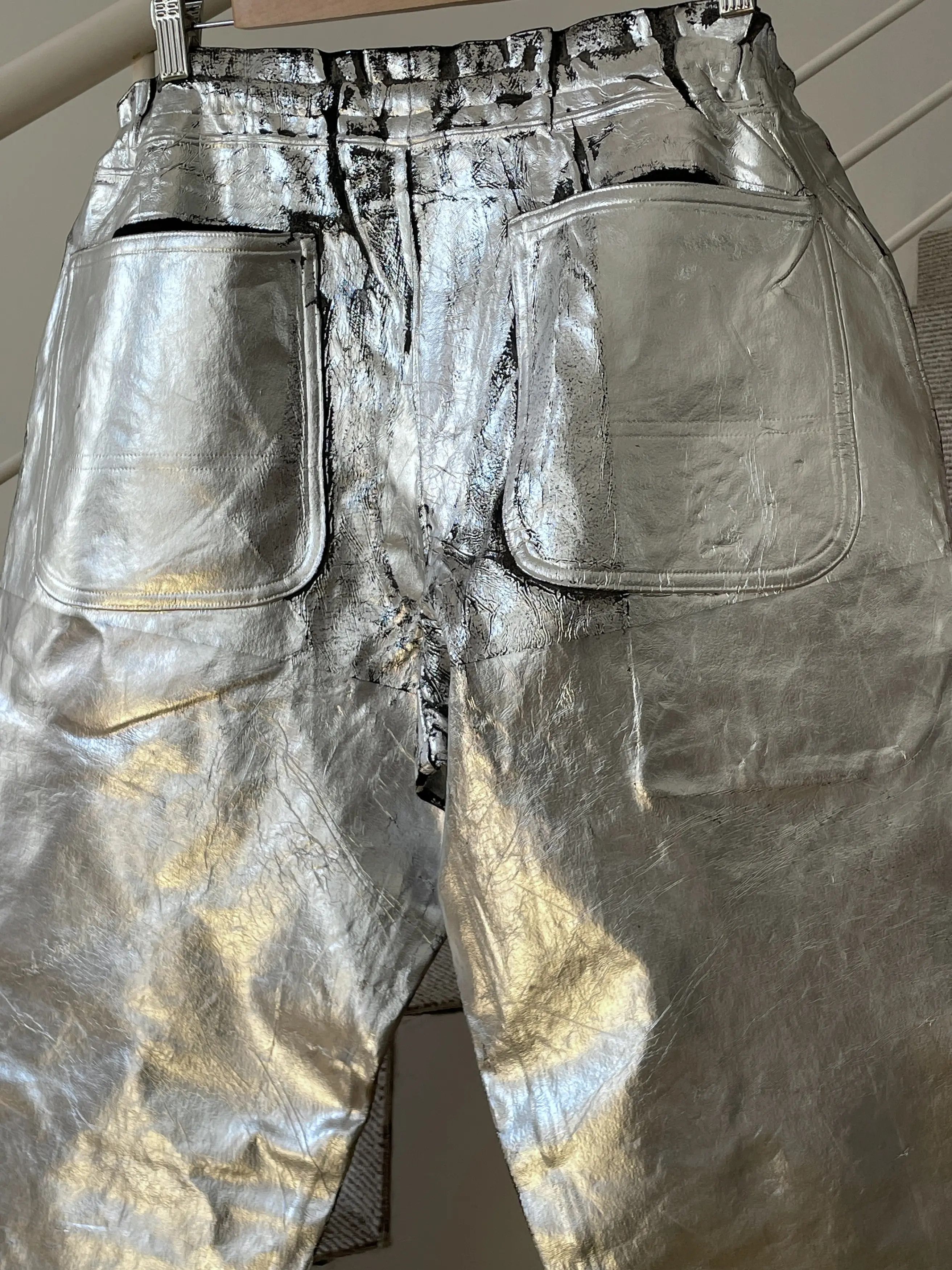 Comme des Garcons COMME DES GARCONS Pants Painted Metallic Silver Grunge A7471 Size US 32 / EU 48 - 6 Thumbnail