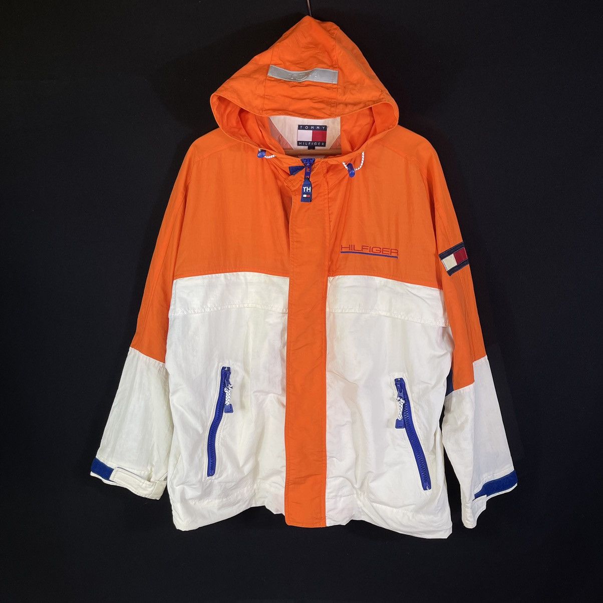 Tommy Hilfiger × Vintage Vintage 90s Tommy Hilfiger Sailing Reflective Hoodie Jacket Size US L / EU 52-54 / 3 - 1 Thumbnail