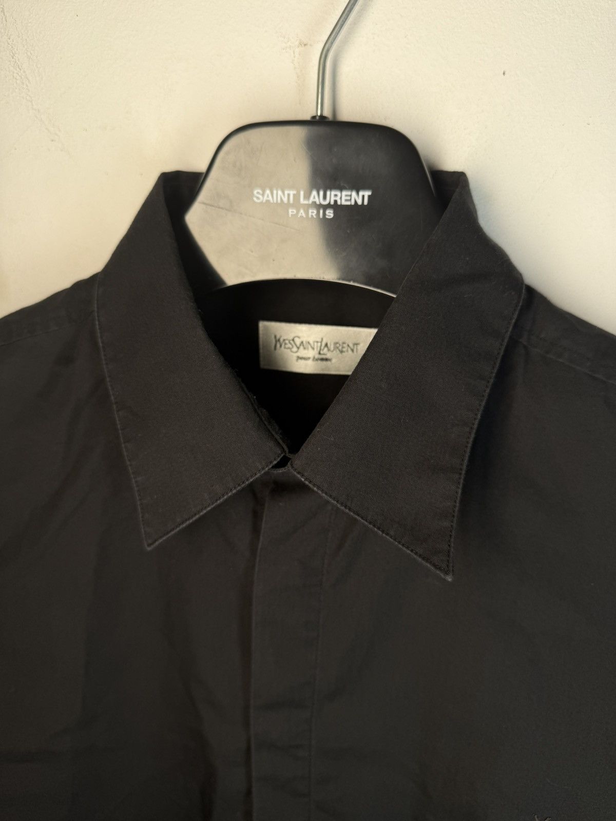 Yves Saint Laurent Black YSL Shirt Button Up Short Sleeve Vintage Collar y2k Size US L / EU 52-54 / 3 - 12 Thumbnail