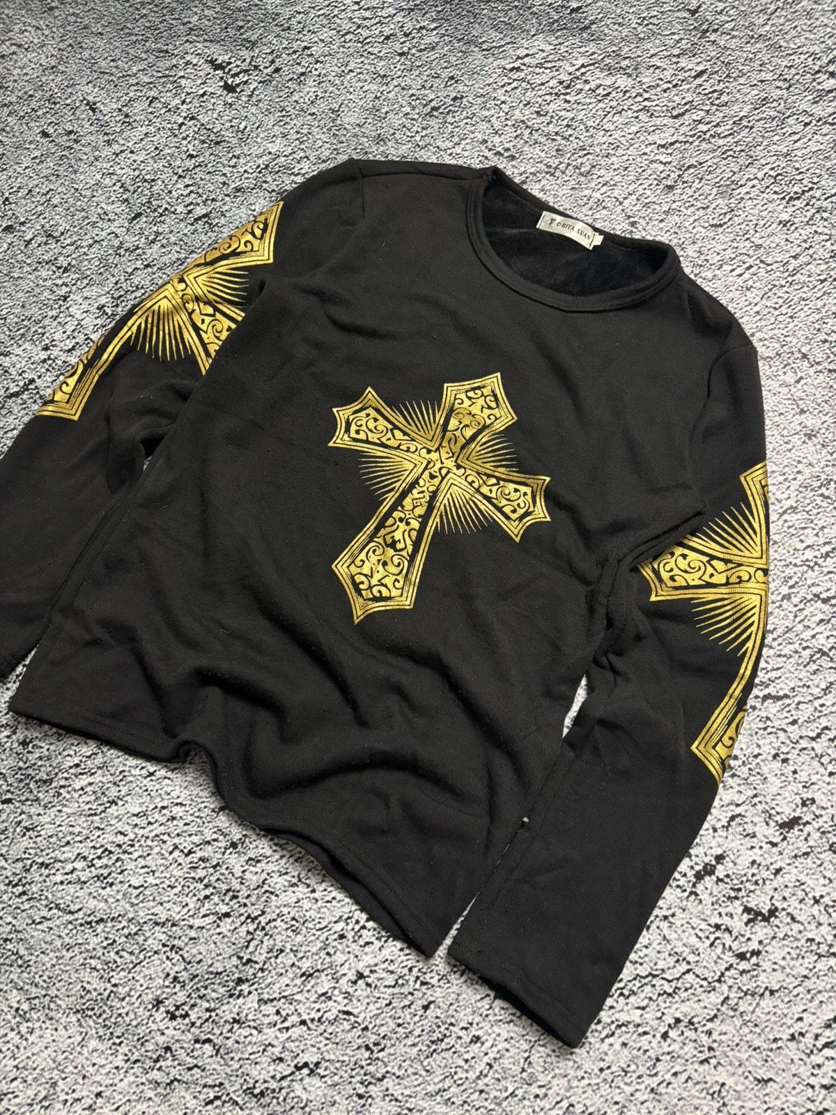 Japanese Brand × Vintage Cool cross printed vintage sweatshirt Chrome Hearts style Size L / US 10 / IT 46 - 2 Thumbnail