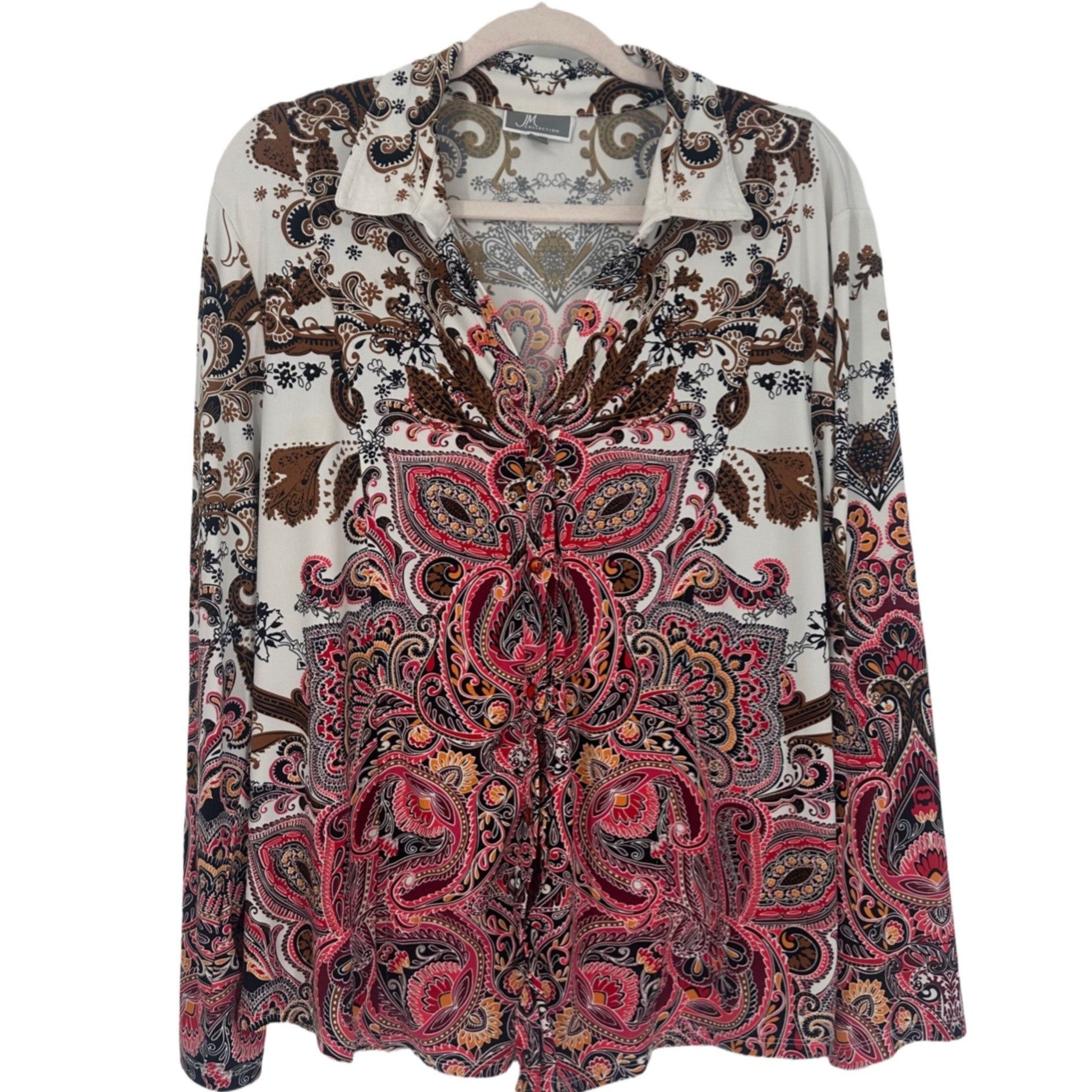 JM Collection JM Collection Paisley Medallion Boho Blouse - XL Size XL / US 12-14 / IT 48-50 - 2 Thumbnail