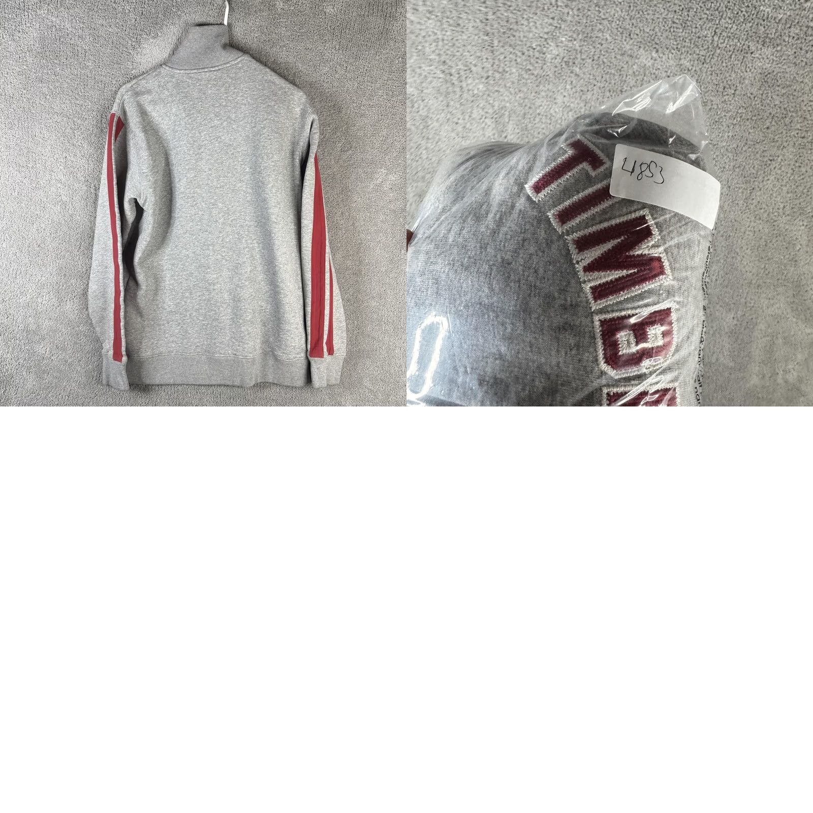 Timberland Timberland Sweatshirt Mens Large Gray Full Zip Fleece Stand Collar Logo Embroidered Graphic Print Pockets Heavyweight Cotton Blend Regular Fit Fall Size US L / EU 52-54 / 3 - 9 Thumbnail