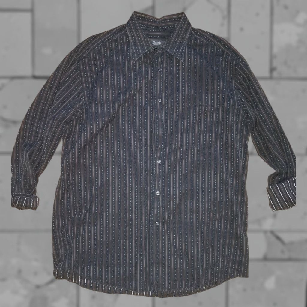 Zanella Zanella Shirt Mens XL Button-Down Dark Made In Italy Black Button-Up Long Sleeve XL Mens Size US XL / EU 56 / 4 - 1 Thumbnail