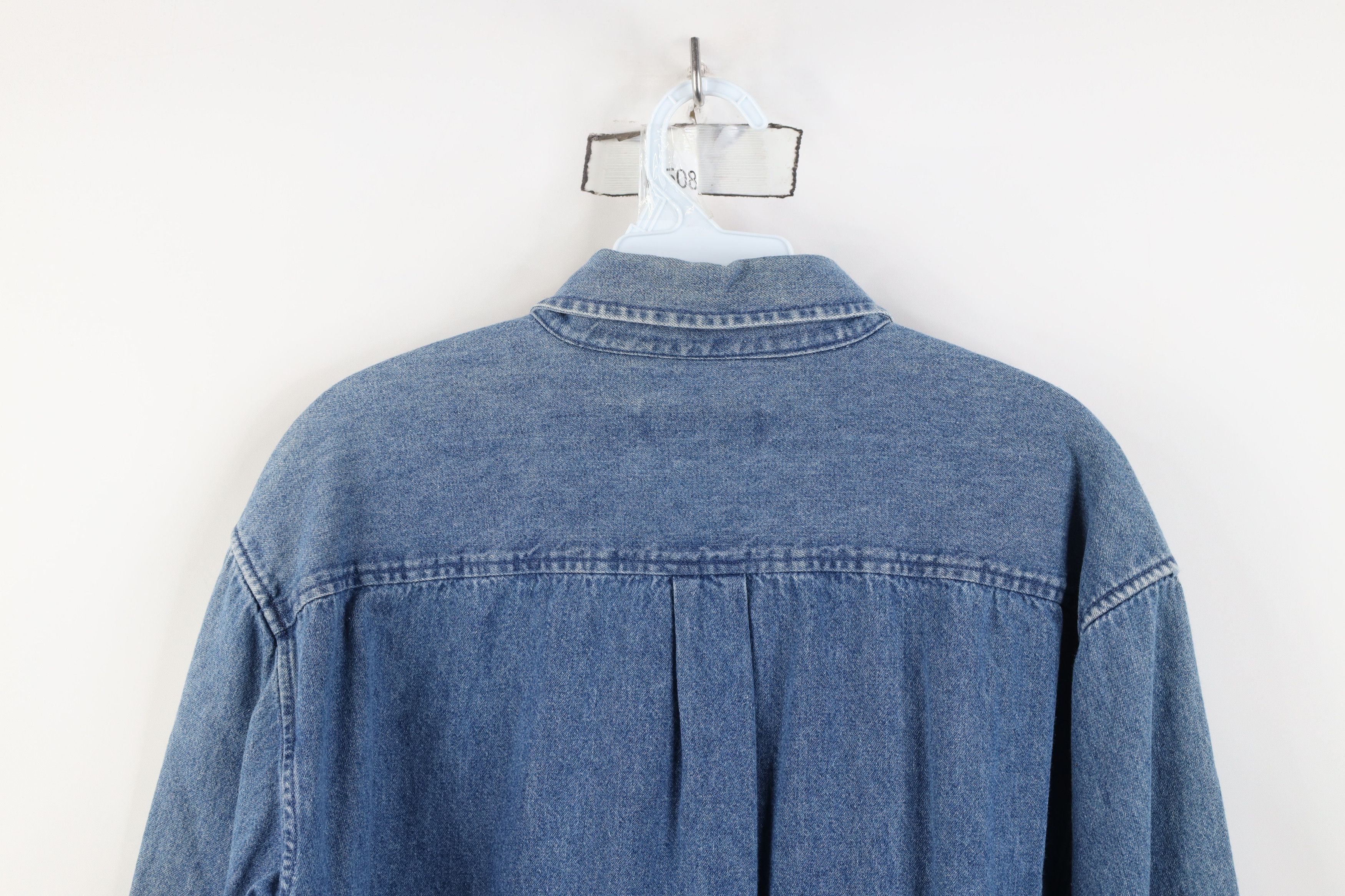 Vintage Vintage 90s Streetwear Collared Denim Button Down Shirt Size L / US 10 / IT 46 - 12 Thumbnail