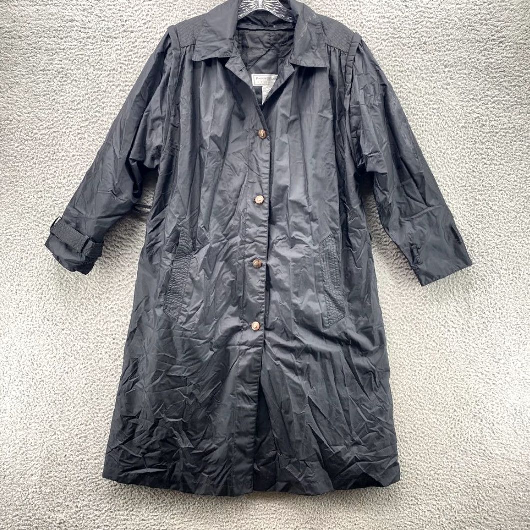 Rains VINTAGE Maggie Lawrence Rain Coat Womens Petite 12 Black Lined Outdoor Snow Y2K Coat Women Black Petite 12 Rain Coat Size XL / US 12-14 / IT 48-50 - 3 Thumbnail