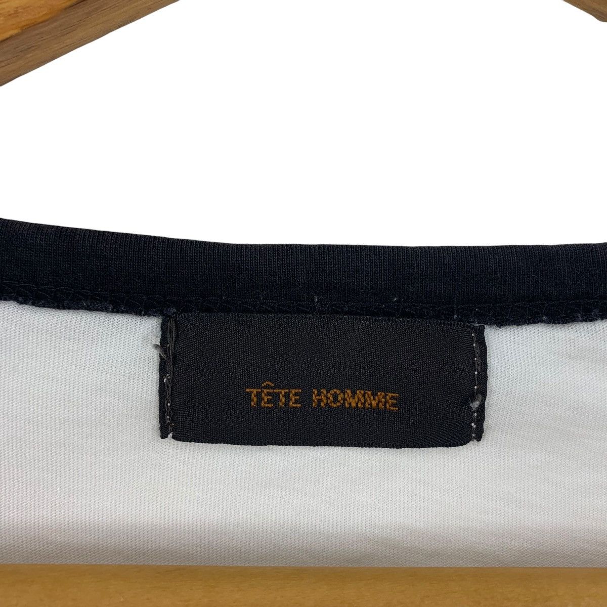Issey Miyake × Japanese Brand Vintage TETE HOMME 3Q rough neck spellout tee Size US S / EU 44-46 / 1 - 3 Thumbnail