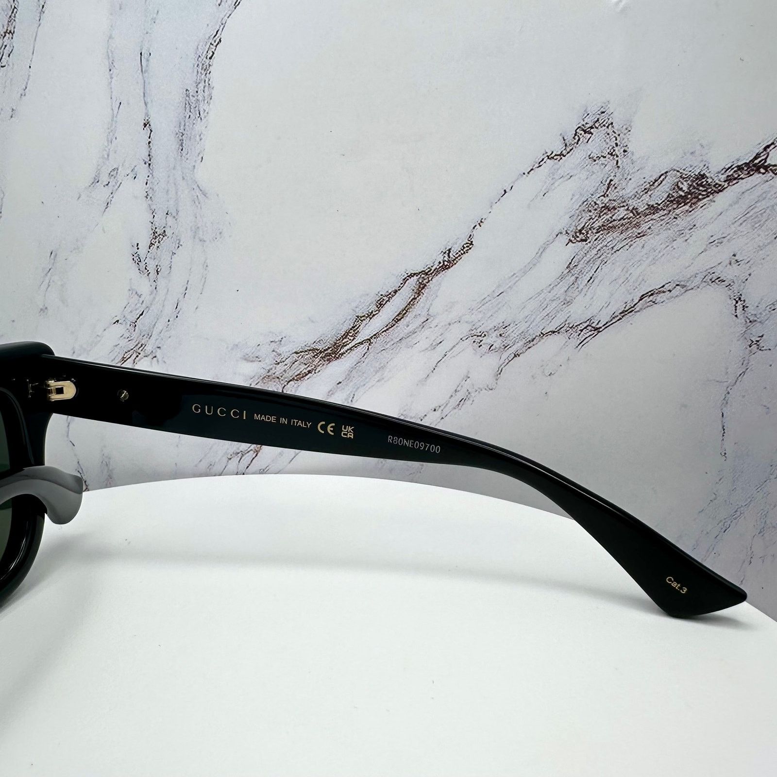 Gucci New GUCCI Sunglasses Black & Gold GG Logo Square Round Size ONE SIZE - 6 Thumbnail