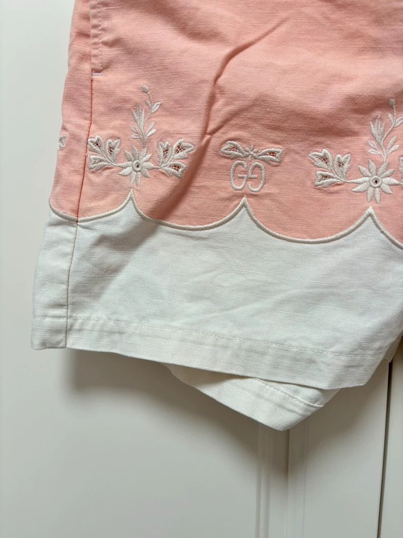 Gucci GucciPink stitching beige bamboo knot yarn all-cotton short Size 25" / US 0 / IT 36 - 4 Thumbnail