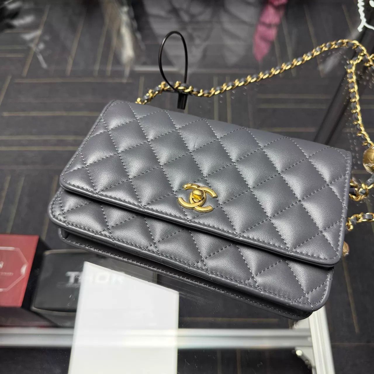 Chanel Chanel 23k Gold Ball WOC Gray Lamb 99 New DY9707 Size ONE SIZE - 2 Thumbnail