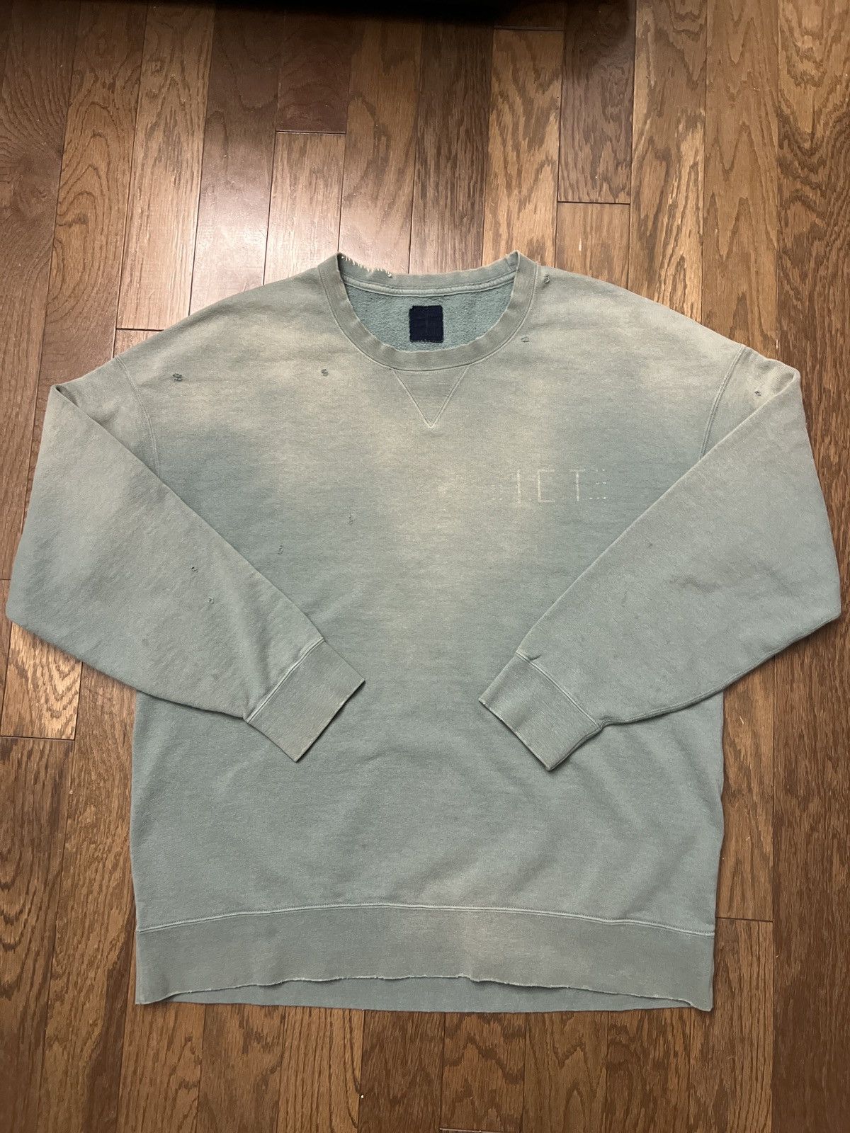 image of Visvim Ict Find Hapiness Jumbo Crash Crewneck Sweatshirt in Green, Men's (Size 2XL)