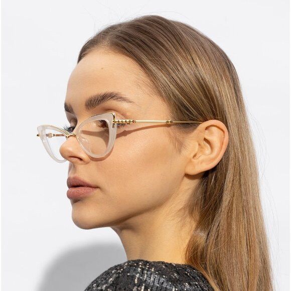 Valentino Valentino V-DAYDREAM VLX-123C-CH Eyeglasses Ivory/Gold 51mm Size ONE SIZE - 7 Thumbnail