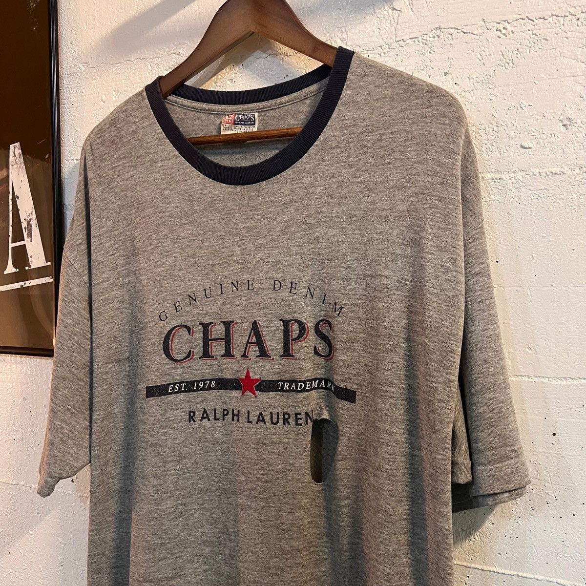 Chaps Ralph Lauren × Ralph Lauren × Vintage Vintage Distressed Chaps Ralph Lauren Ringer T-Shirt - Size Size US L / EU 52-54 / 3 - 3 Thumbnail