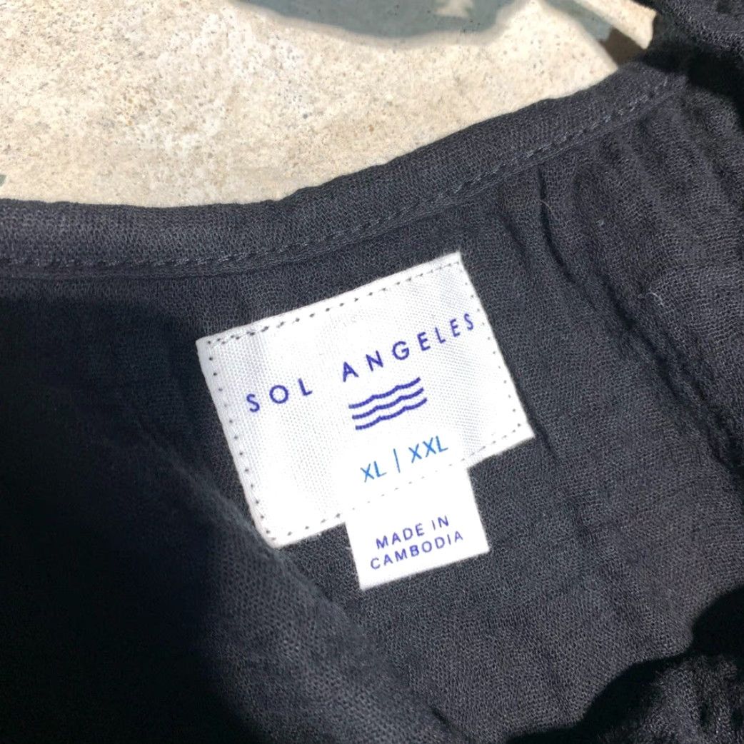 Sol Angeles Sol Angeles Dress Black Midi XL Womens Regular Sol Angeles Black Gauzy Cotton Dress XL/XXL Size XL / US 12-14 / IT 48-50 - 4 Thumbnail