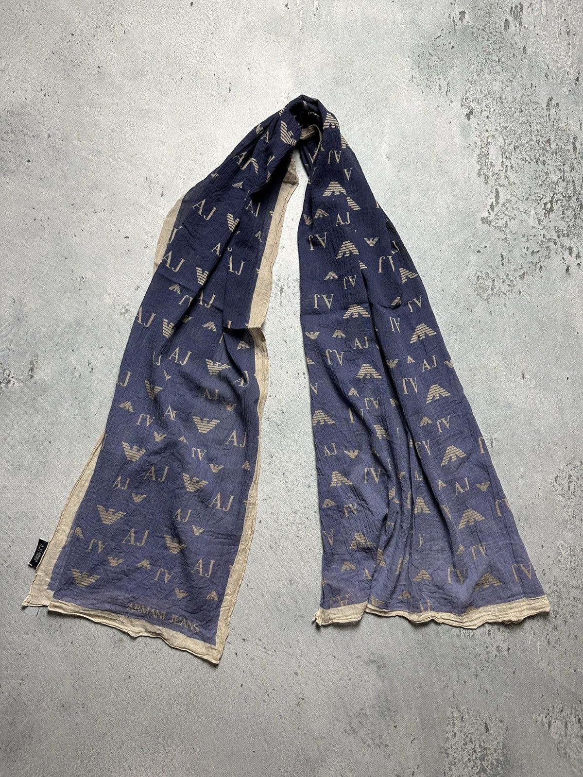 Armani 🔥LASTDROP🔥166x60cm Giorgio Armani Jeans Monogram Scarf Size ONE SIZE - 10 Thumbnail