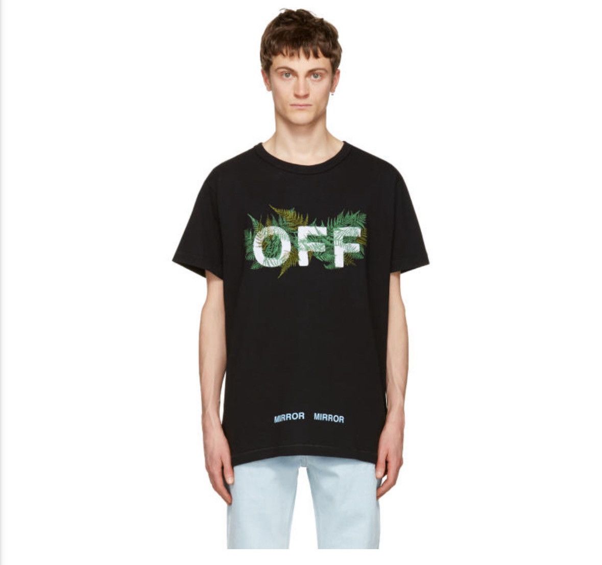 Off-White Off-White Black Leaf Embroidered Cotton Crew Neck T-Shirt M Size US S / EU 44-46 / 1 - 11 Thumbnail