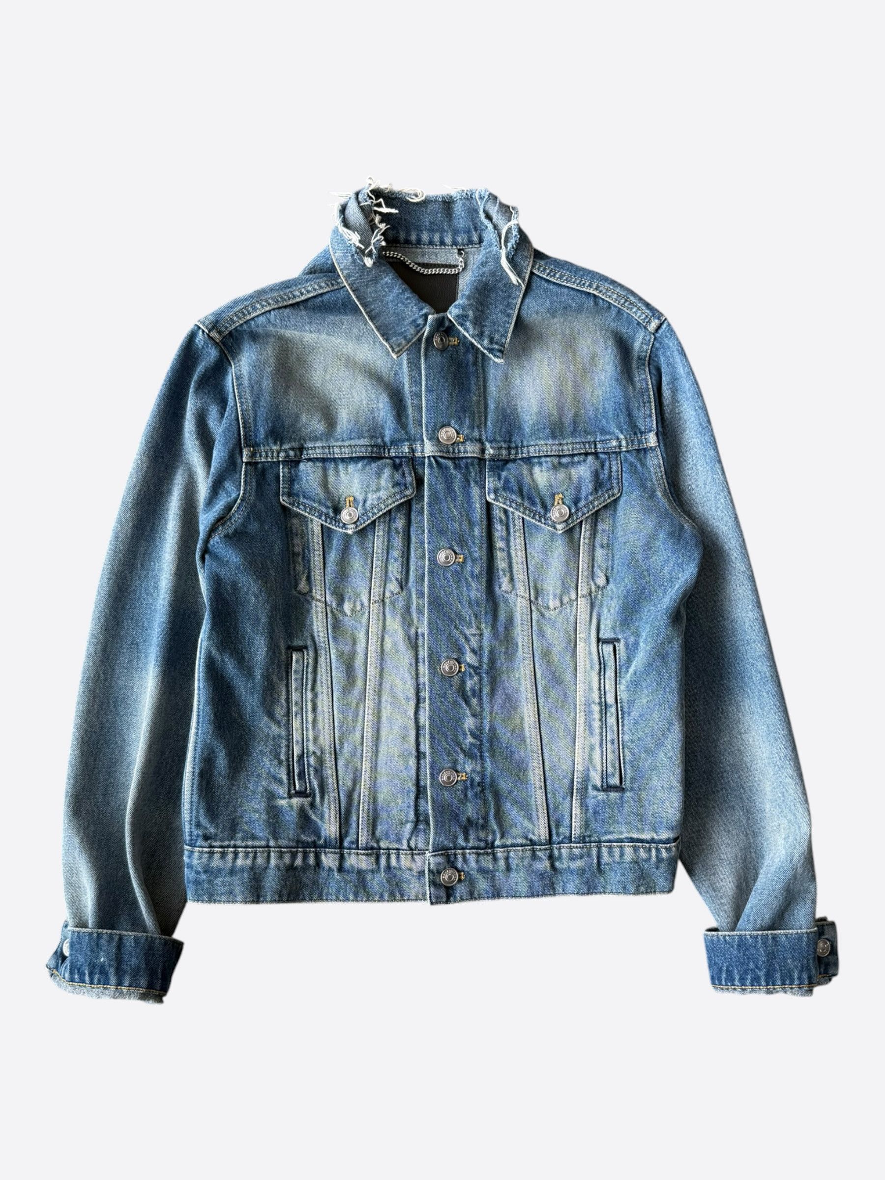 Balenciaga Balenciaga Blue Distressed Campaign Logo Denim Jacket Size US M / EU 48-50 / 2 - 2 Thumbnail