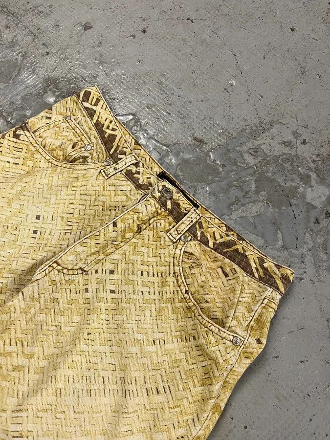 Roberto Cavalli 2000s Roberto Cavalli Wicker Basket Gradient Print Beige Pants Size US 31 - 5 Thumbnail