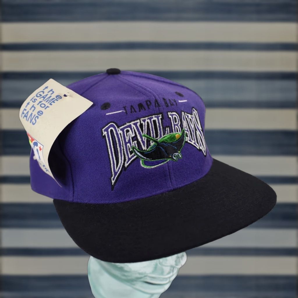 MLB VINTAGE The Game Tampa Bay Devil Rays Baseball Snapback Hat Mens OS Purple Size ONE SIZE - 1 Thumbnail