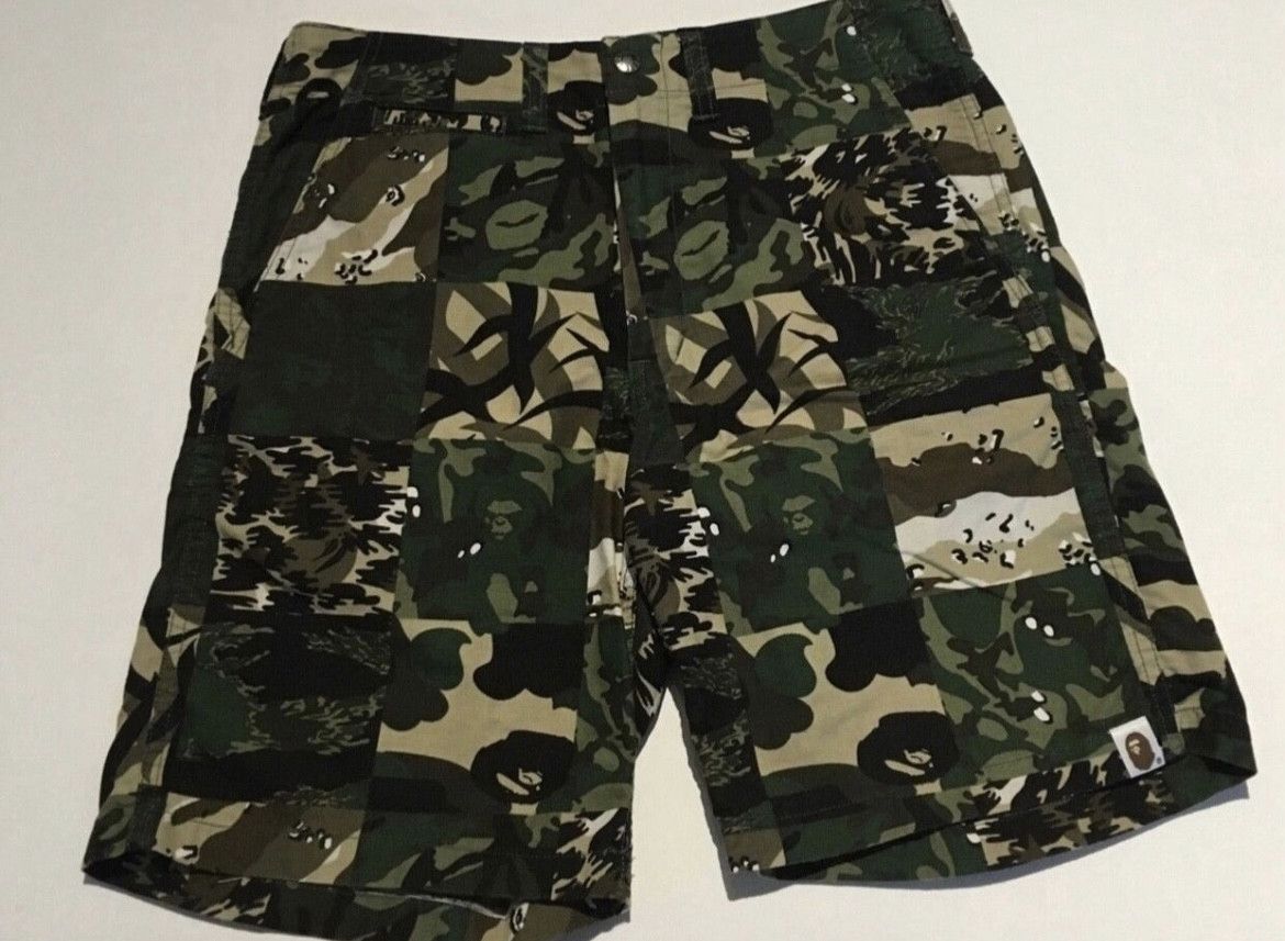 image of Bape Multi Camo Anniversary Shorts in Green, Men's (Size 30)