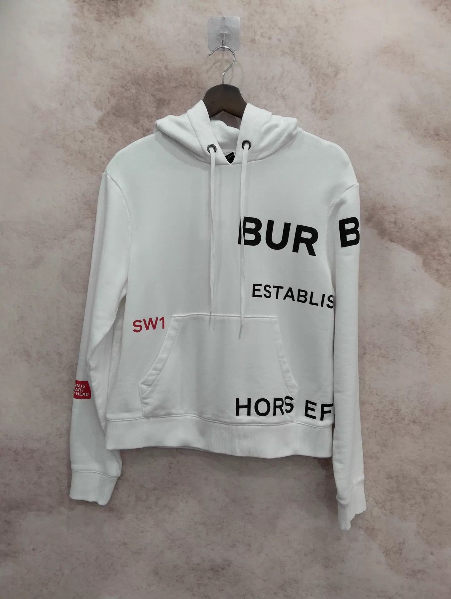 Burberry Burberry White Logo Print Hoodie XS Size US XS / EU 42 / 0 - 1 Thumbnail