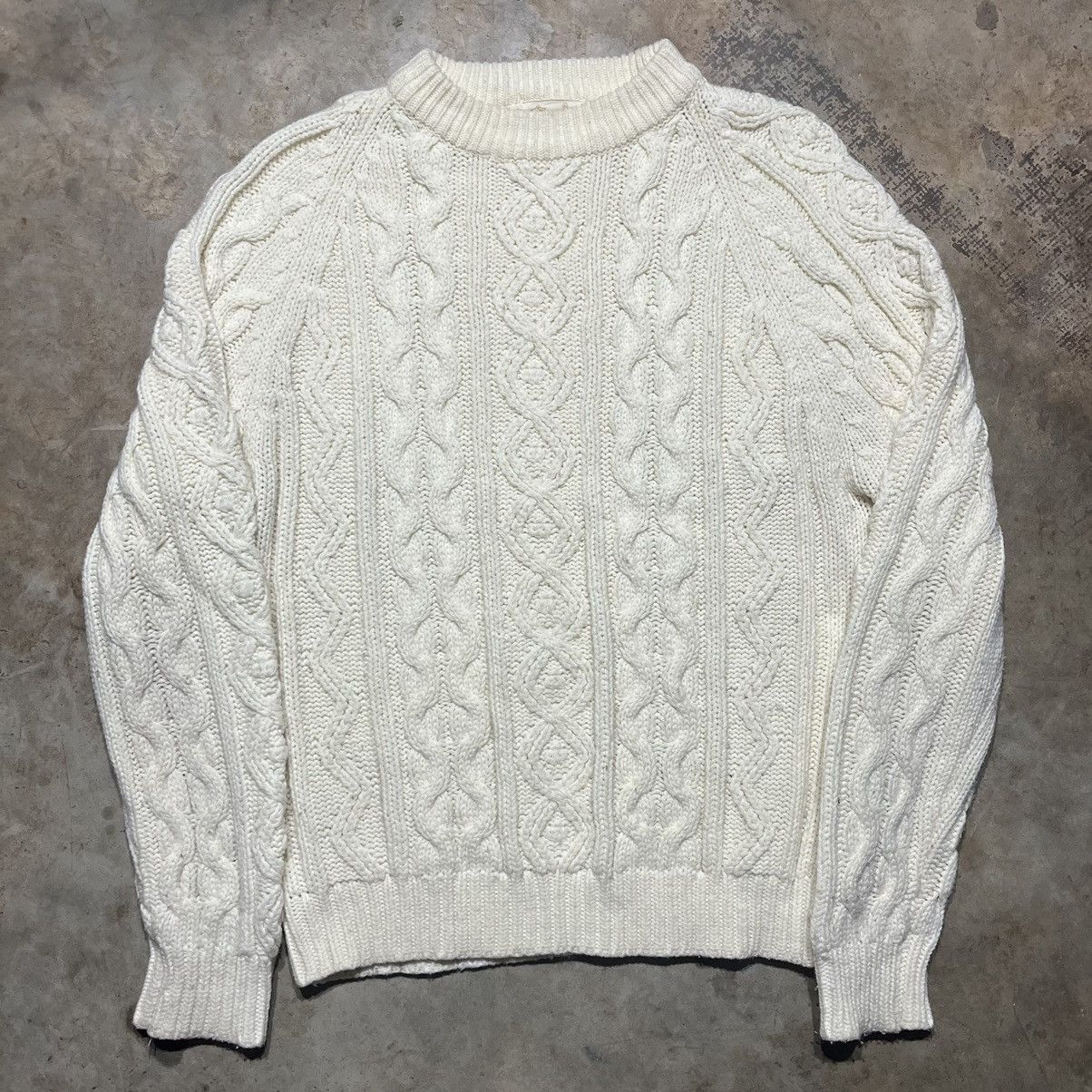 Vintage Vintage 70s Sears King's Road Cream Cable Knit Sweater | Grailed