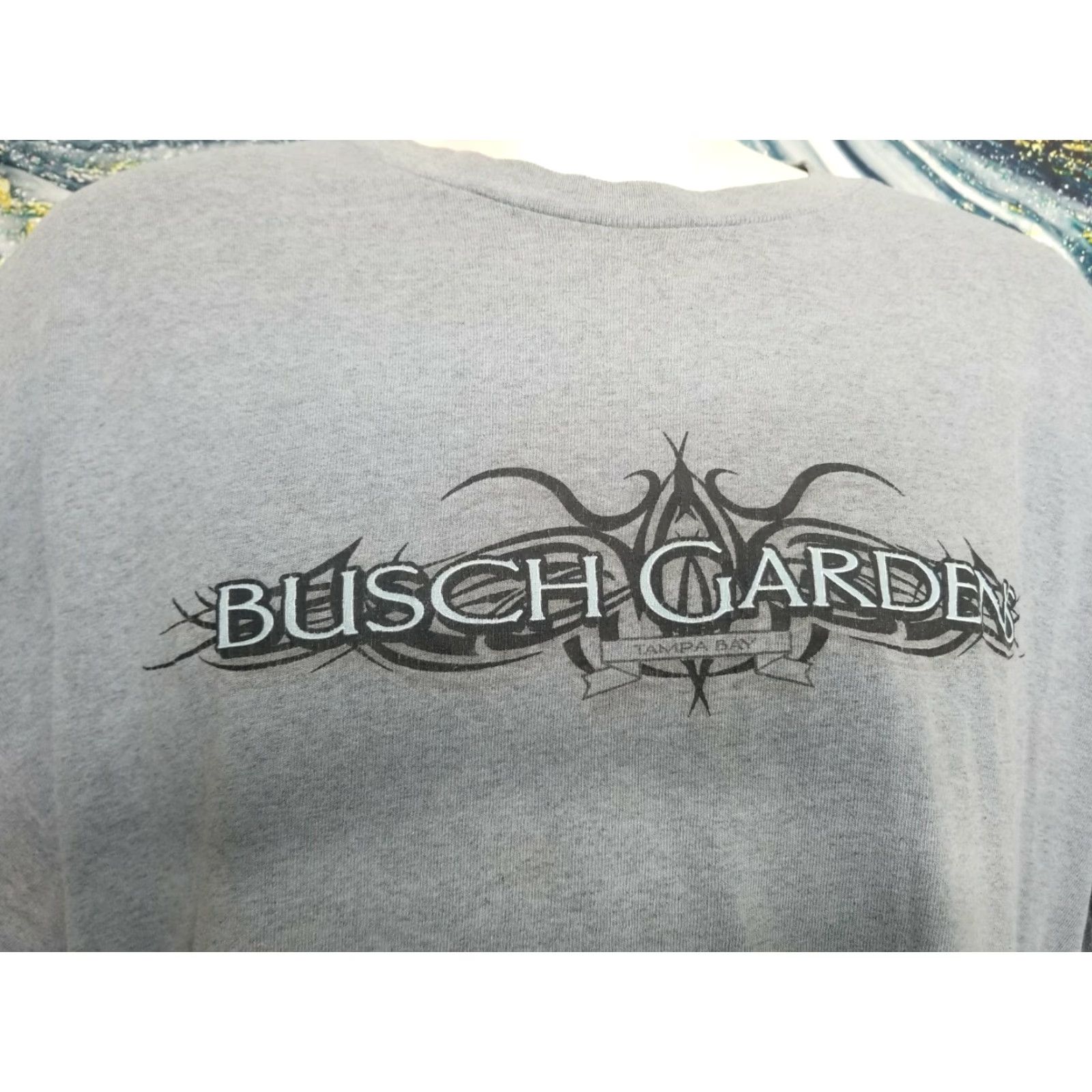 Delta VINTAGE Retro Mens 2XL Busch Gardens Blue Spellout Graphic Shirt Size US XXL / EU 58 / 5 - 3 Thumbnail