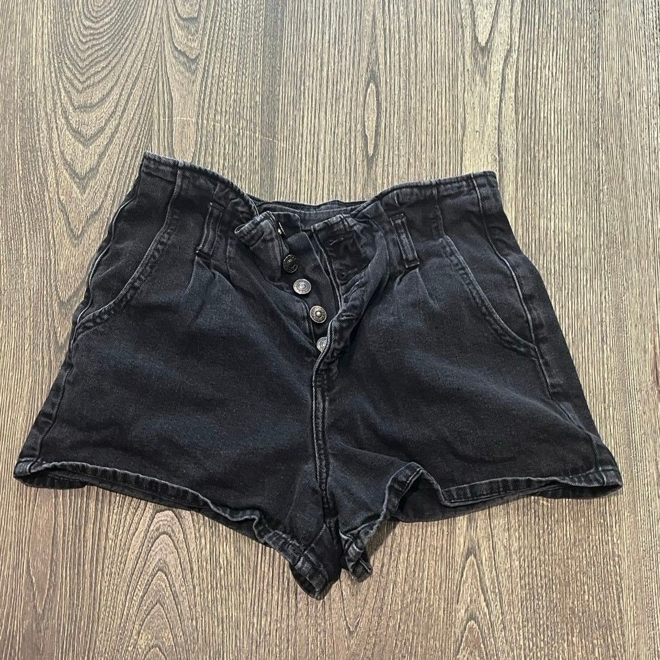 American Eagle Outfitters American Eagle Jean Shorts High Rise Button Fly Black Size 6 Size 28" / US 6 / IT 42 - 1 Thumbnail