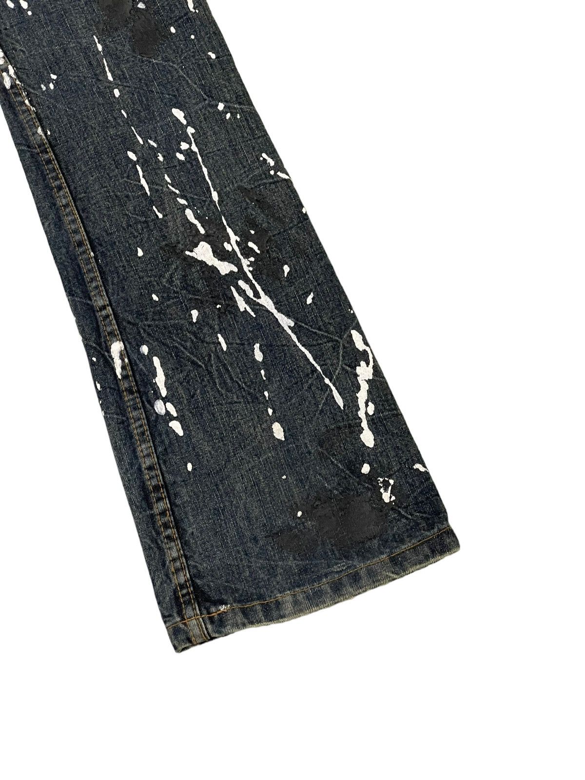 Japanese Brand Flare Jeans Glad News Distress Paint Splash Low Rise 7🟦4 Size US 32 / EU 48 - 15 Thumbnail