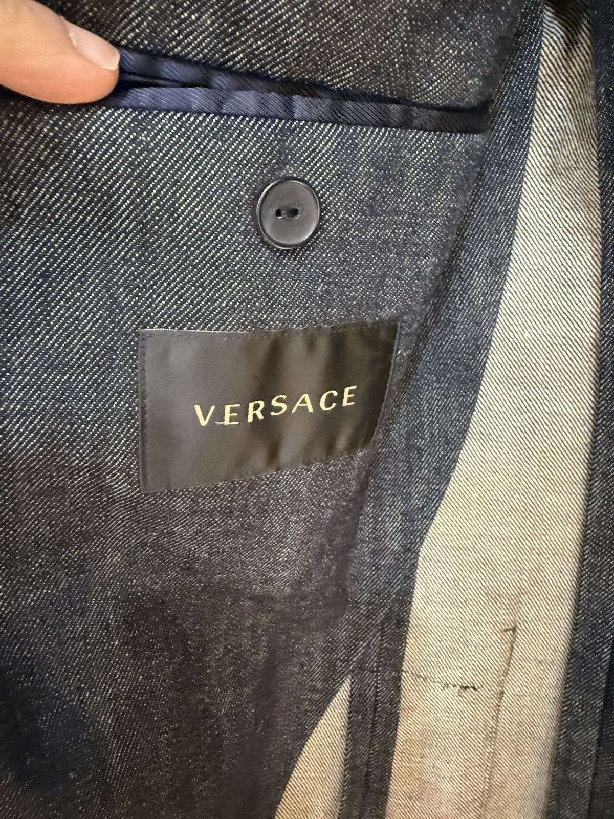 Versace stiching details denim blazer size46 Size 46R - 7 Thumbnail