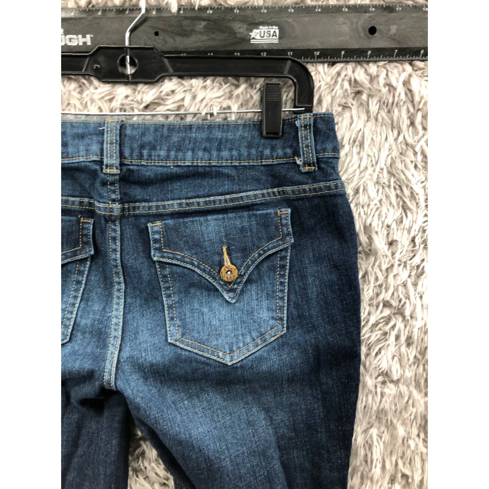 Vera Wang Vera Wang Straight Jeans Womens Size 8 Blue Denim Mid Rise 30" Waist 26" Inseam 5-Pocket Design Zip Button Logo Belt Loops Regular Fit Size 30" / US 8 / IT 44 - 6 Thumbnail