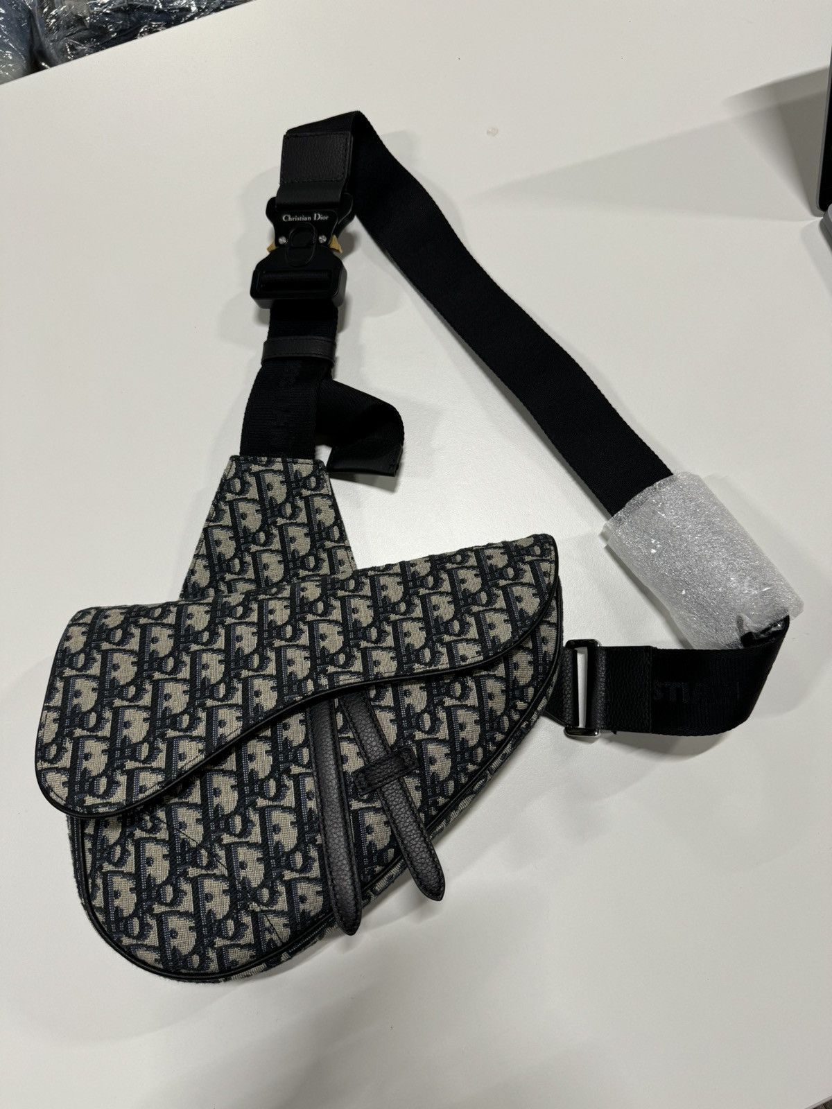 Dior Oblique Jacquard Saddle Bag New 3600$ in Beige, Men's
