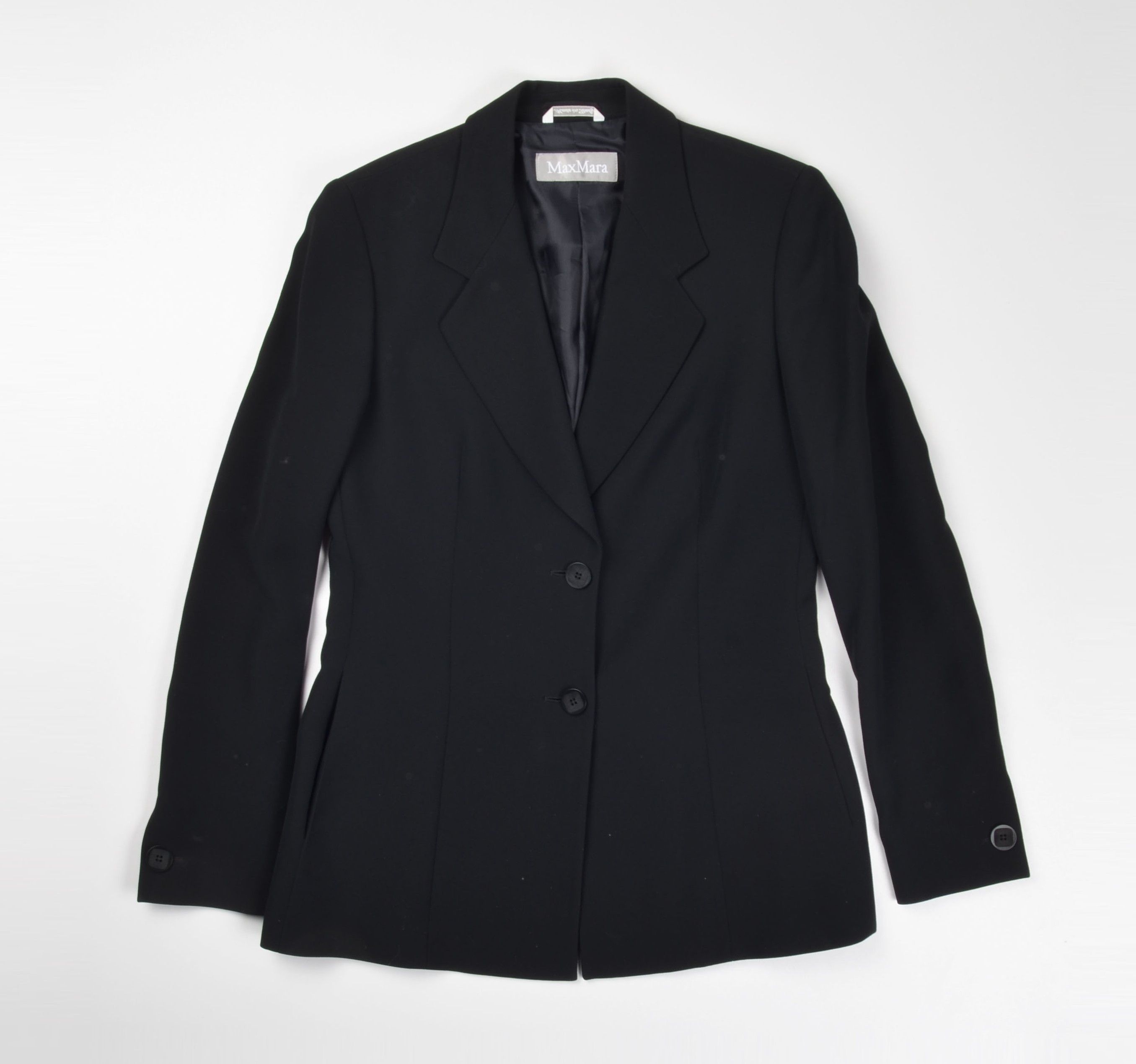 Max Mara Vintage Max Mara 90's Black Viscose Wool Blend Blazer Size M / US 6-8 / IT 42-44 - 4 Thumbnail