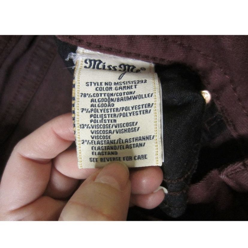 Miss Me Y2K Garnet Burgundy Skinny Jeans Mid Rise Miss Me Size 26 Size 26" / US 2 / IT 38 - 4 Thumbnail