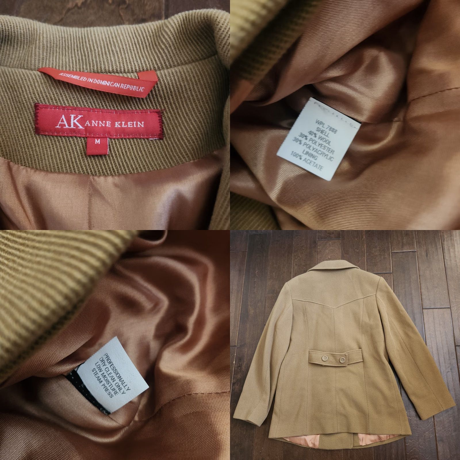 Anne Klein VINTAGE Anne Klein Womens Peacoat Tan Wool Blend Jacket Medium Double Breasted Size M / US 6-8 / IT 42-44 - 10 Thumbnail