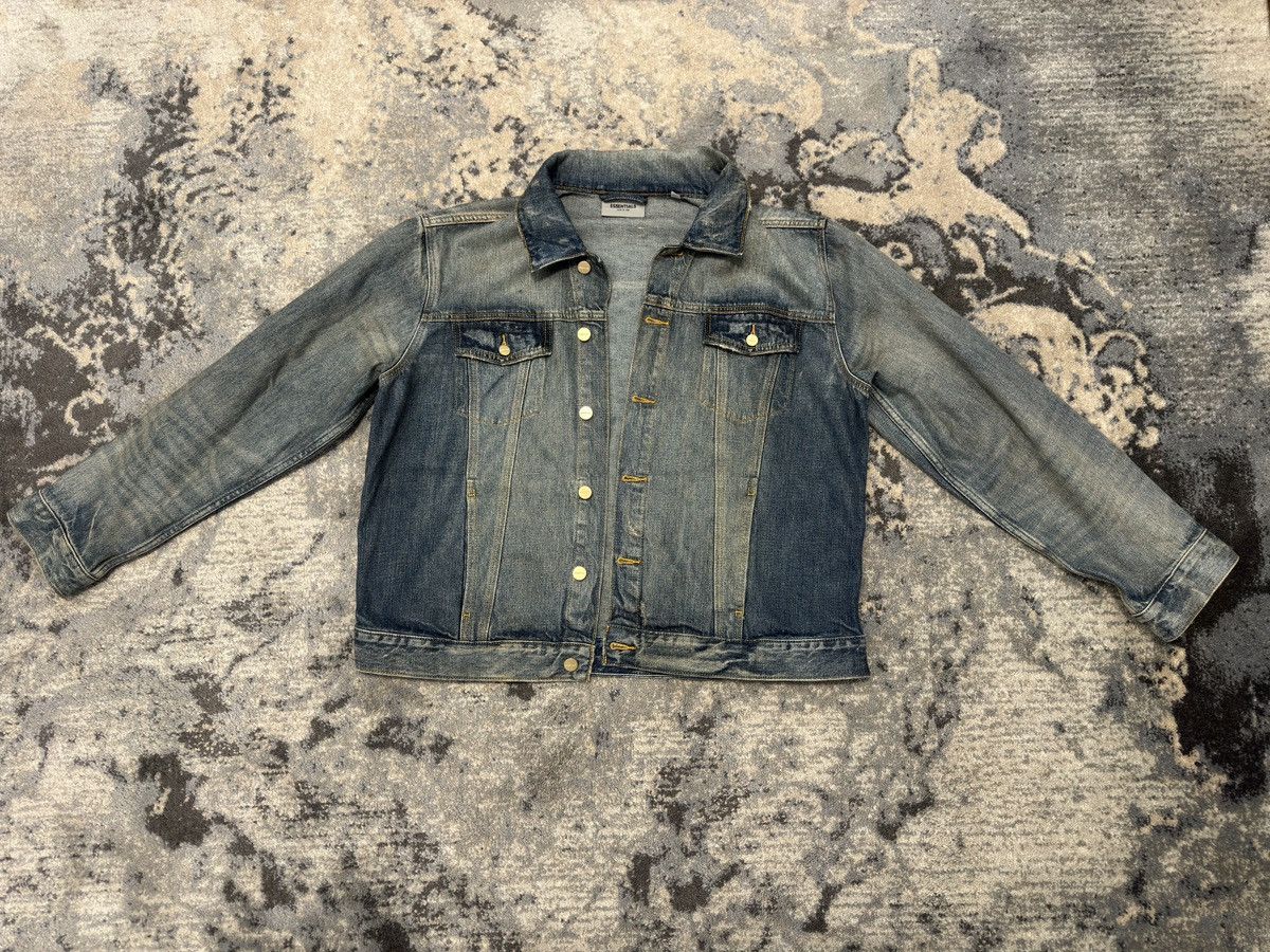 image of Fear Of God Essentials Dark Indigo Denim Trucker, Men's (Size Large)