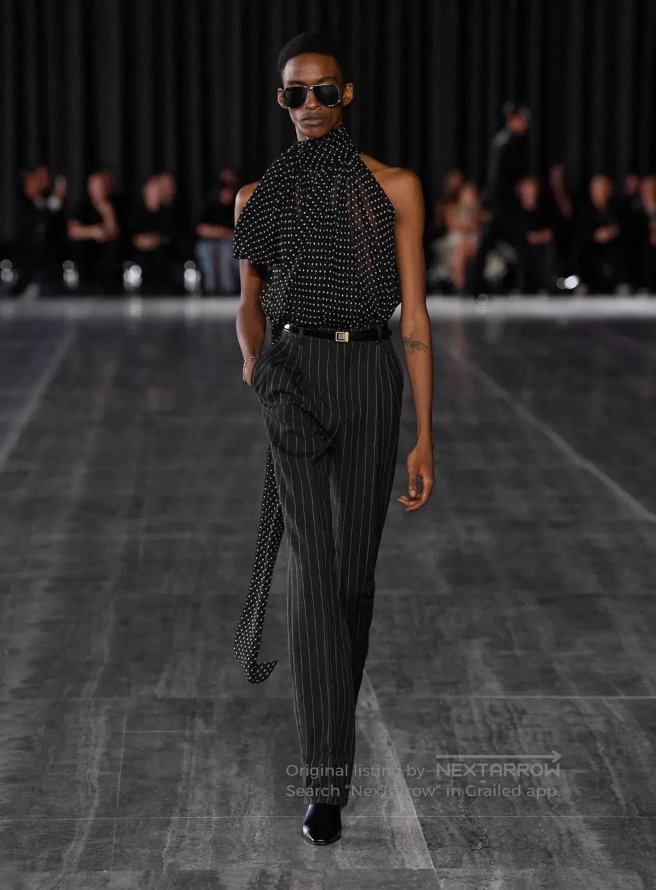 Saint Laurent Paris Black Polka Dot Sleeveless Halter Top. Size US XS / EU 42 / 0 - 2 Thumbnail