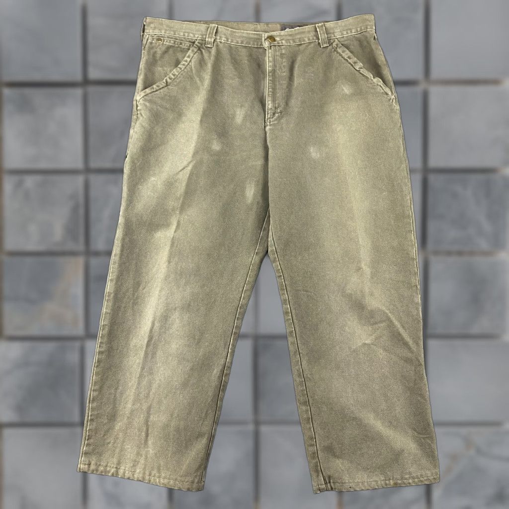 Eddie Bauer Eddie Bauer Mens Pants Carpenter 39x26 Green Canvas Work Utility Casual 90s Theme Size US 39 - 1 Thumbnail