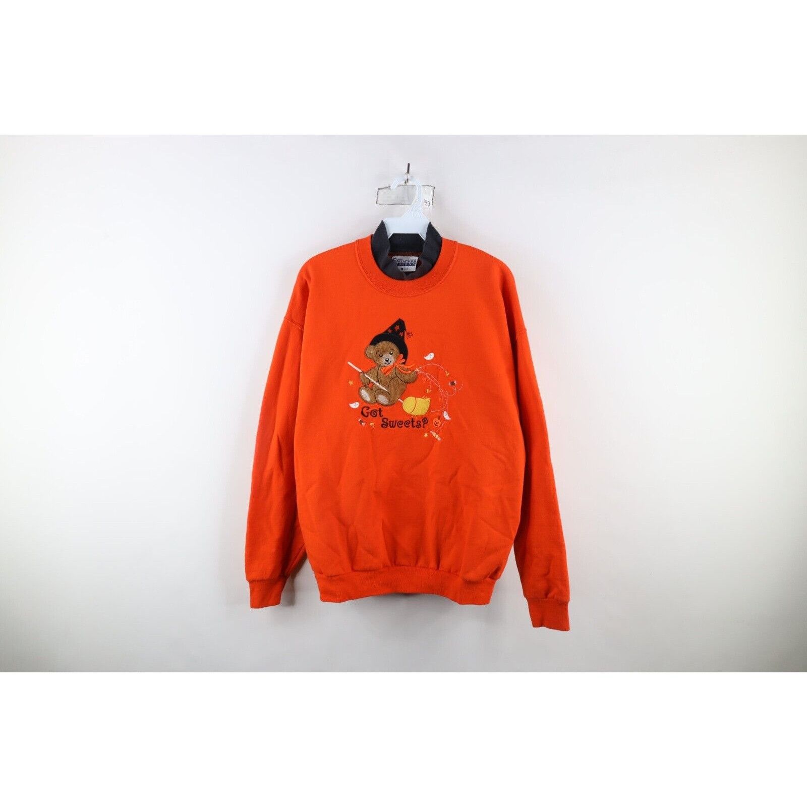Vintage Vintage 90s Streetwear Halloween Bear Witch Sweatshirt Size L / US 10 / IT 46 - 1 Thumbnail
