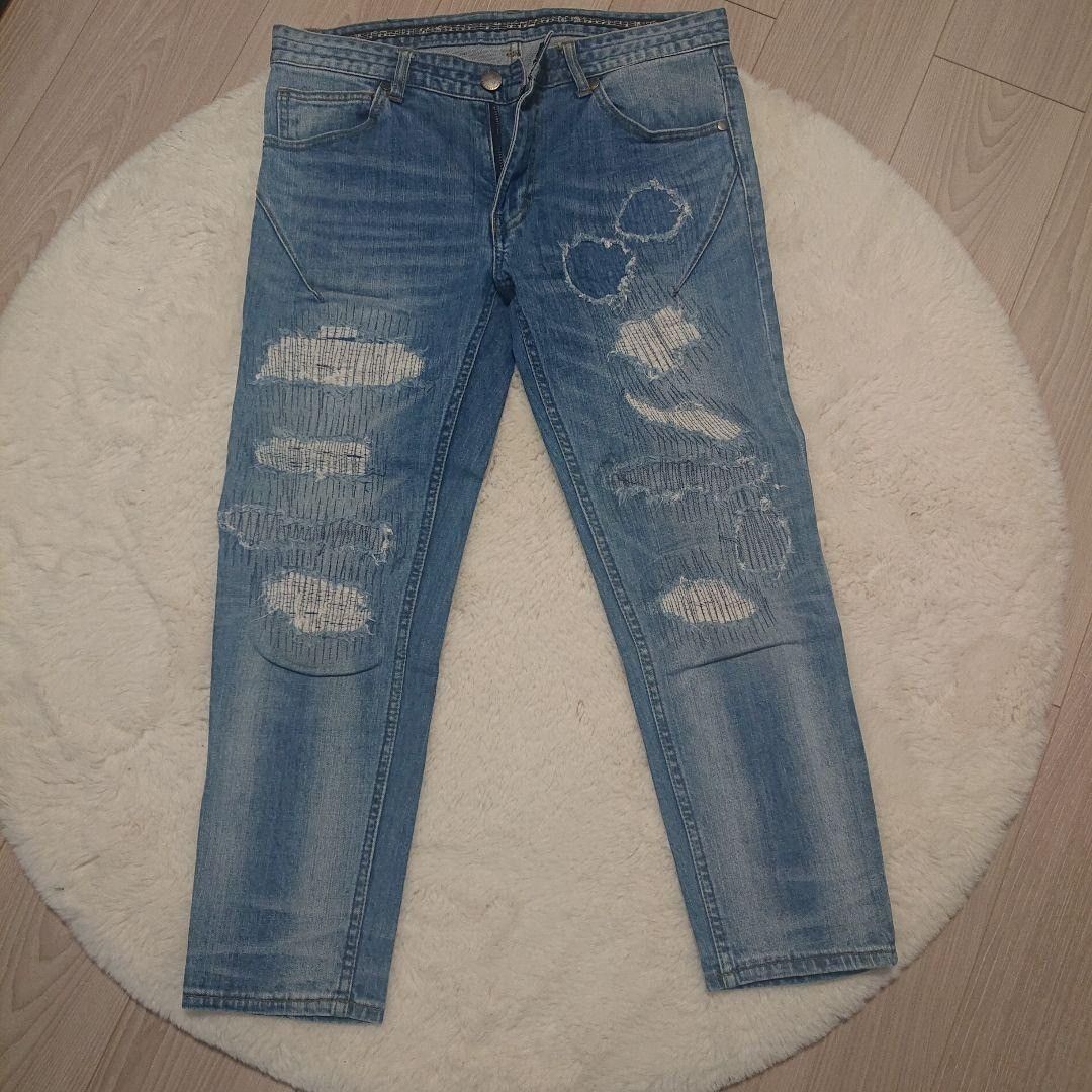 Number (N)ine number nine cropped damaged distressed denim jeans Size US 29 - 1 Thumbnail