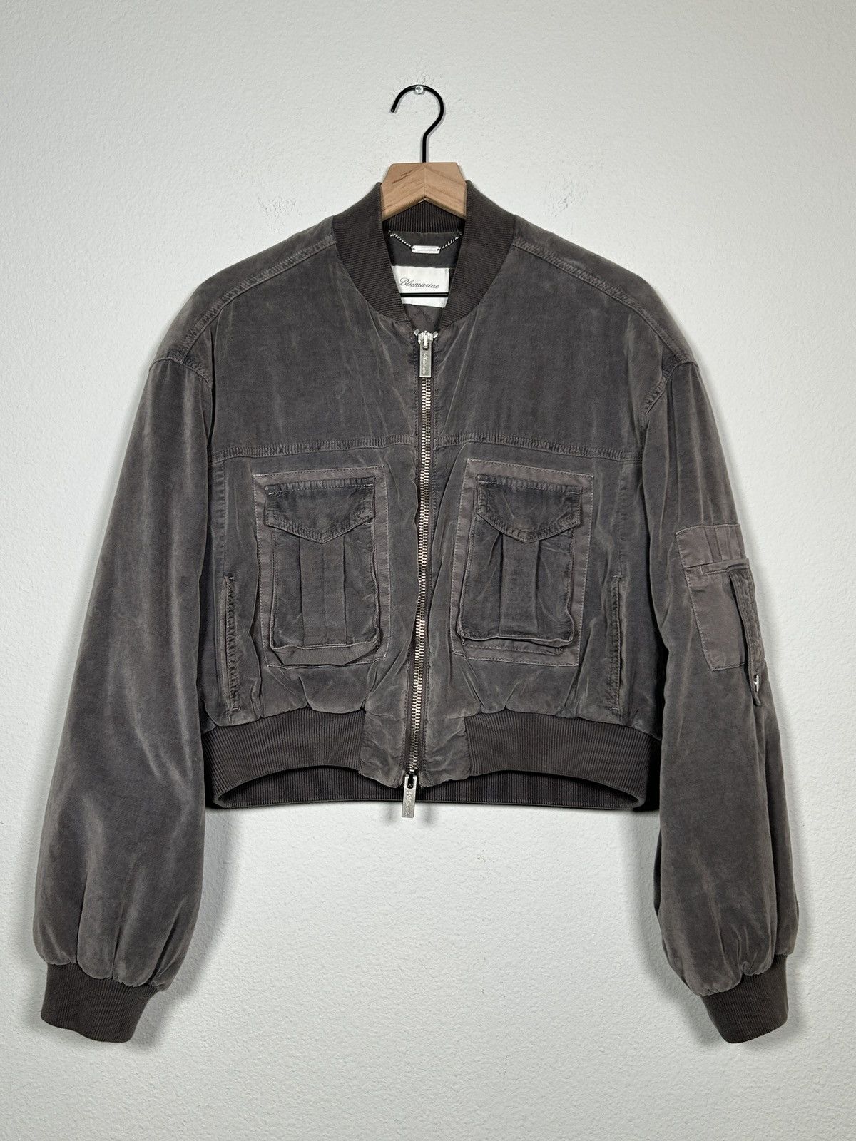 Blumarine FW24 Velour Cargo Cropped Bomber Size M / US 6-8 / IT 42-44 - 1 Thumbnail