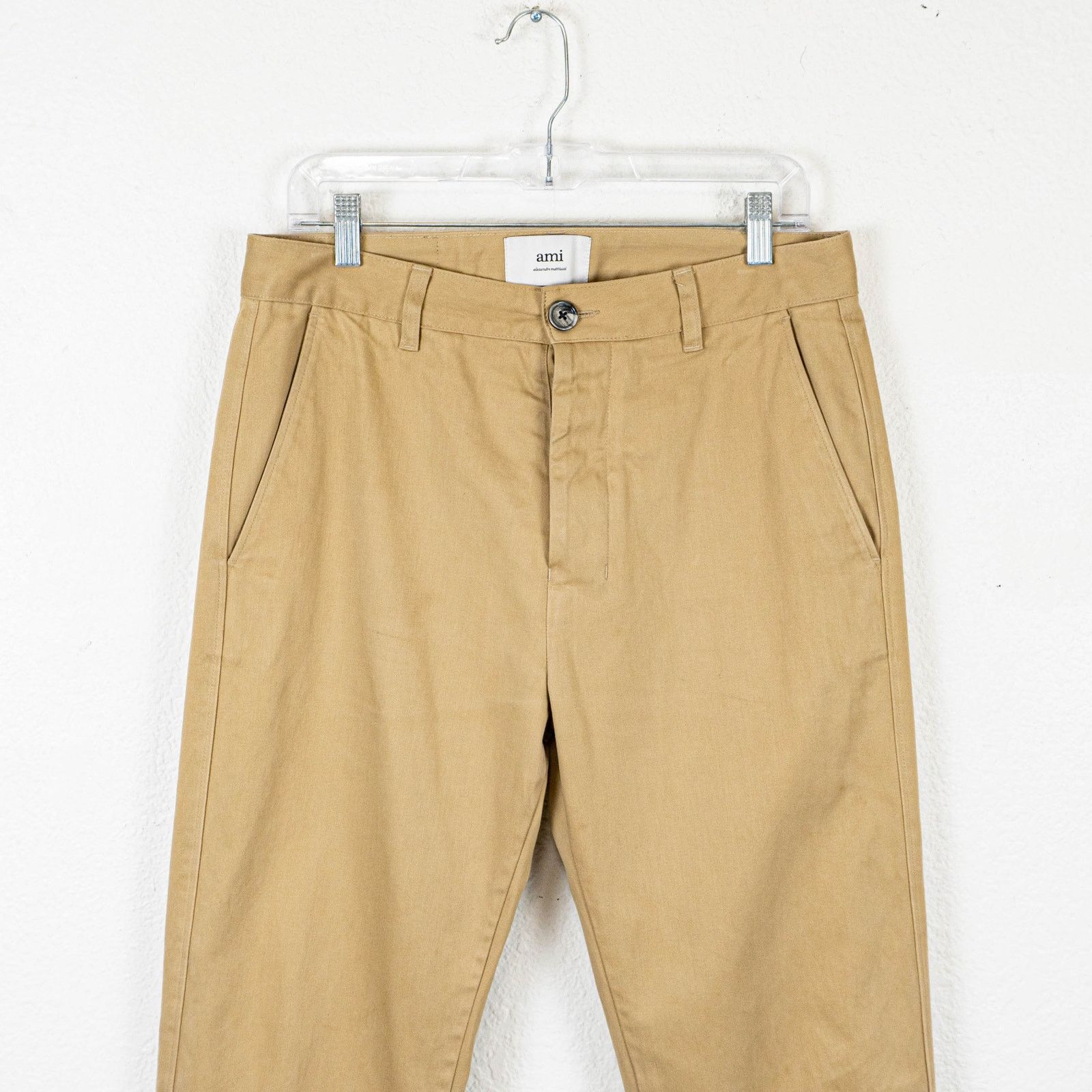 AMI AMI Alexandre Mattiussi Logo Patch Trousers Beige M short Size US 32 / EU 48 - 10 Thumbnail