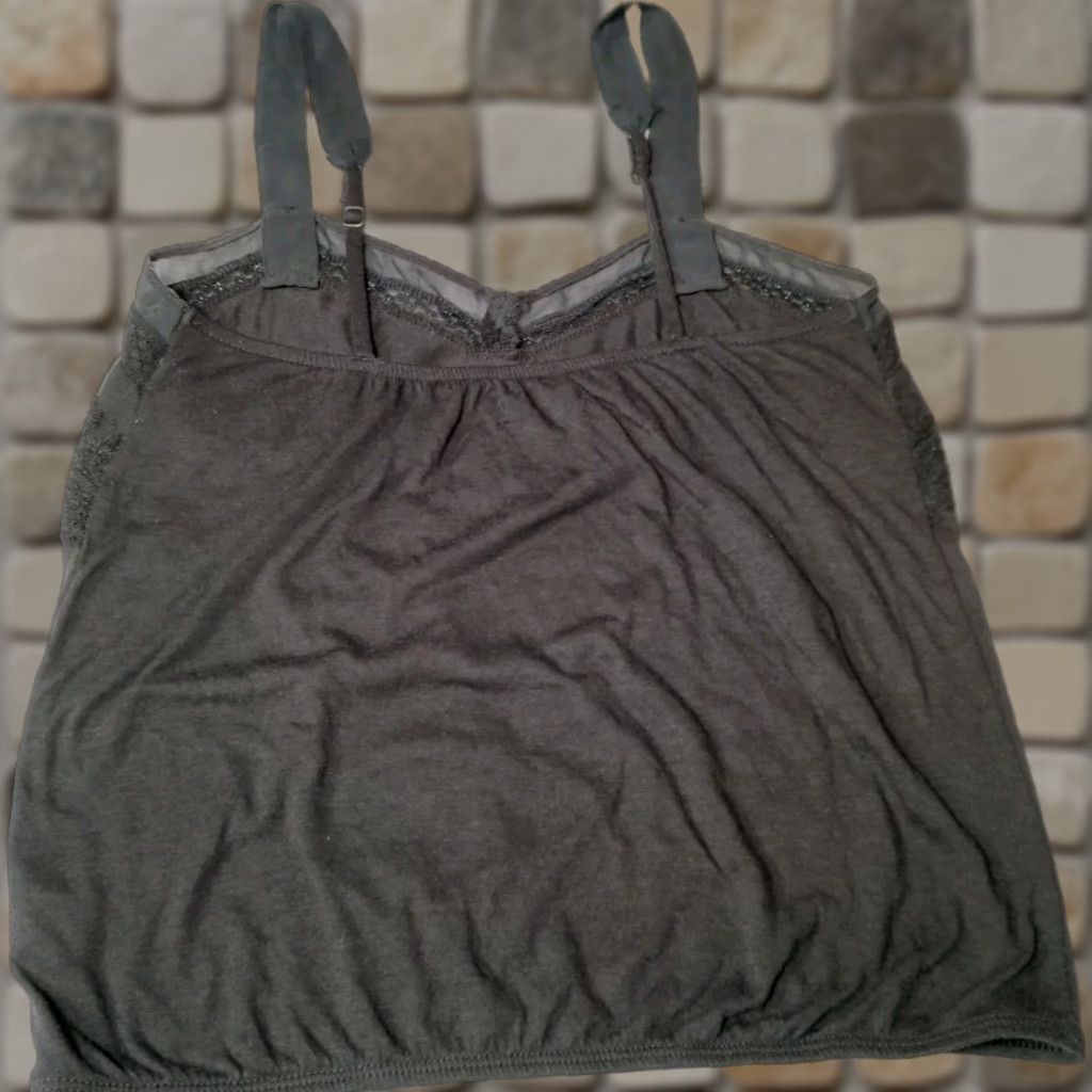 American Eagle Outfitters VINTAGE American Eagle Outfitters Tank Top Women S Camisole Lace Top V-Neck Pullover Elastic Waist Gray Sleeveless Casual Size S / US 4 / IT 40 - 1 Thumbnail