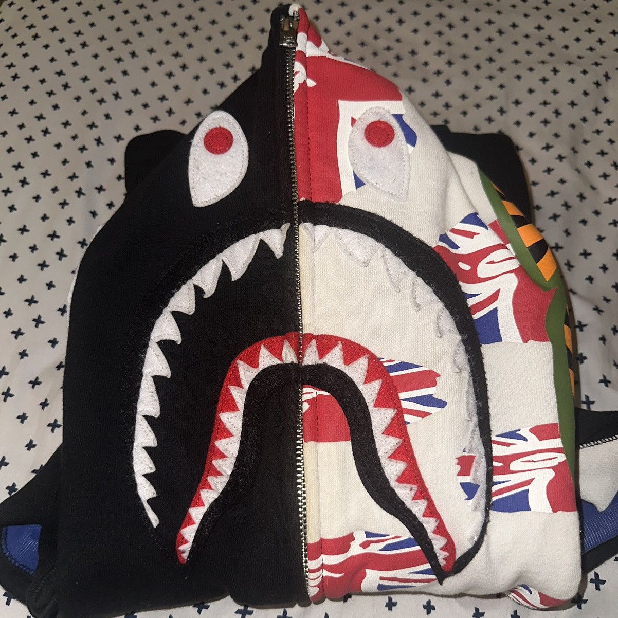 image of Bape Union Jack Shark Full Zip Hoodie 2017 in Black, Men's (Size Medium)
